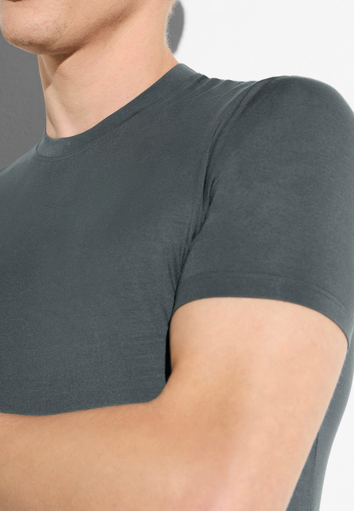 Pureness | T-Shirt kurzarm aus Modal, Body Fit - rock