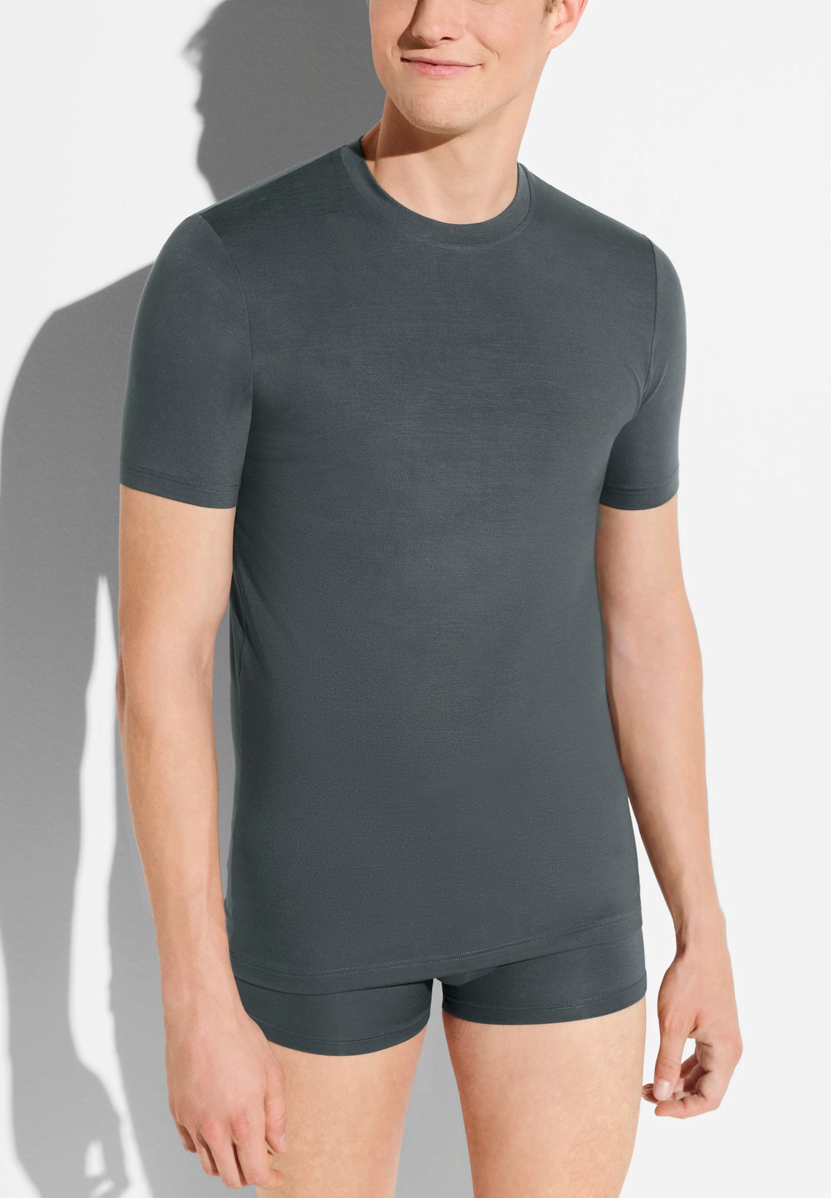 Pureness | T-Shirt Short Sleeve in Modal, Body Fit - rock