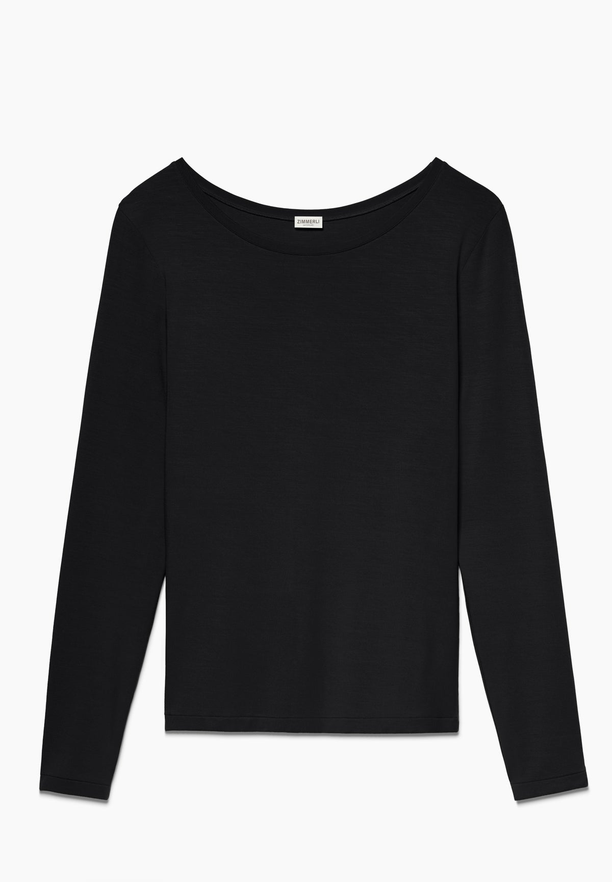 Pureness | T-Shirt langarm aus Modal, Body Fit - schwarz