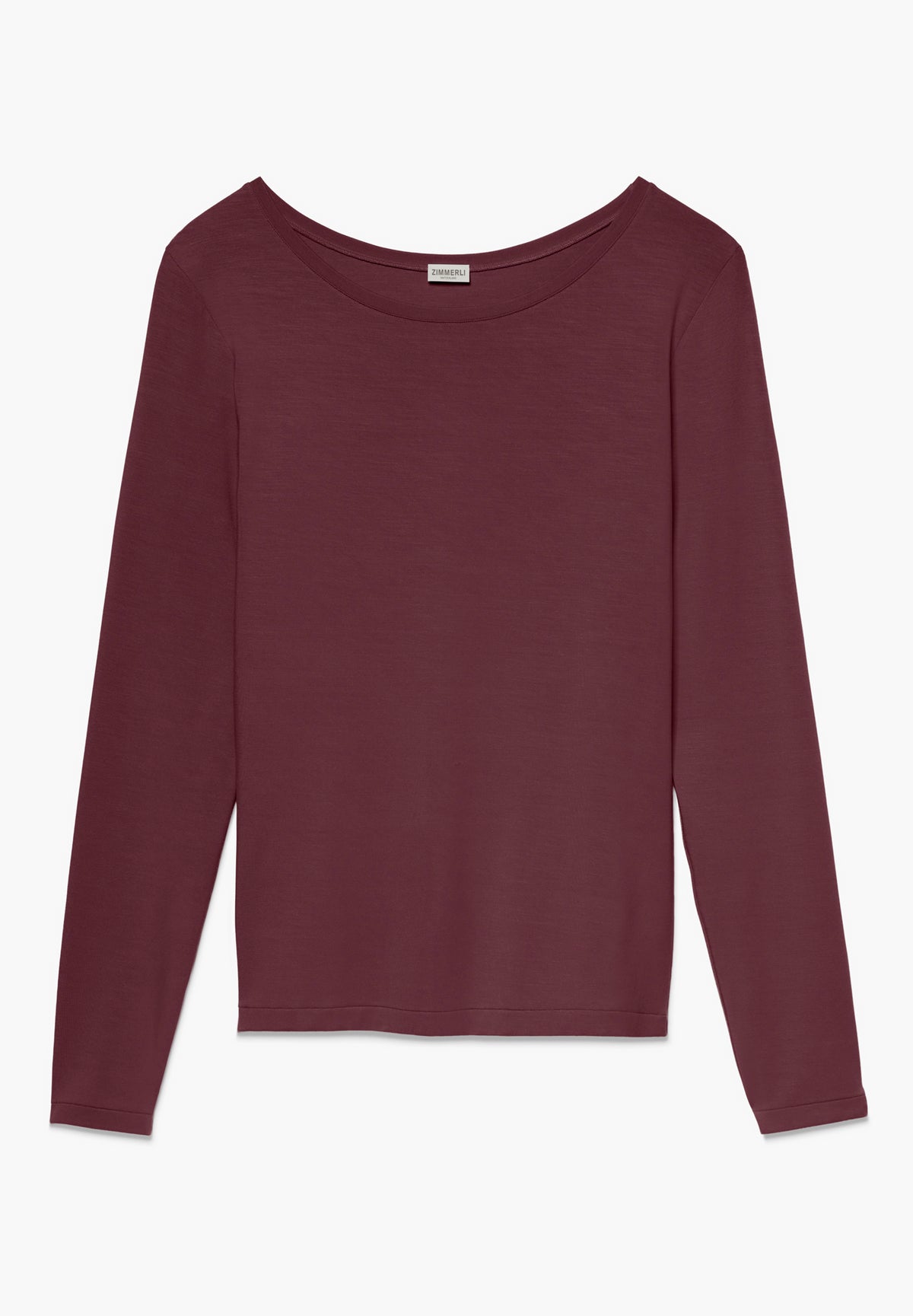 Pureness | T-Shirt langarm aus Modal, Body Fit - ruby wine