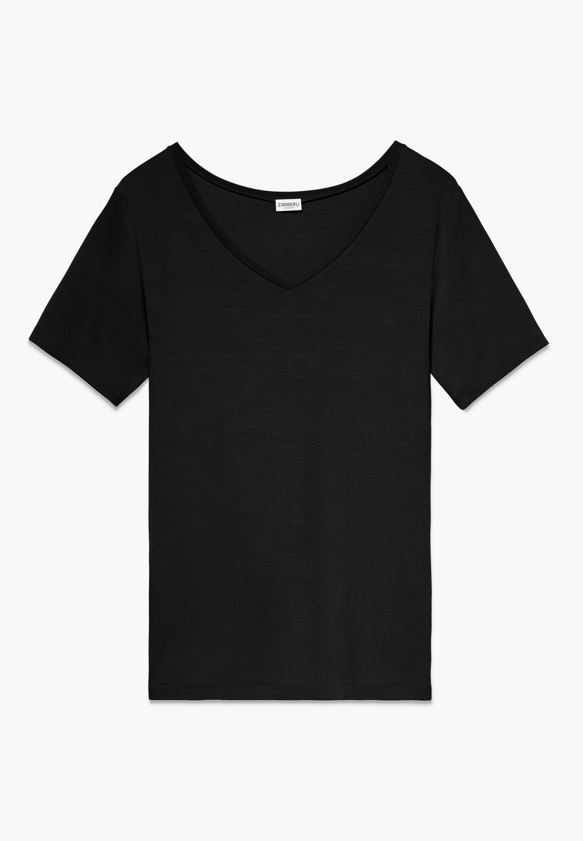 Pureness | T-Shirt kurzarm V-Ausschnitt aus Modal, Body Fit - schwarz