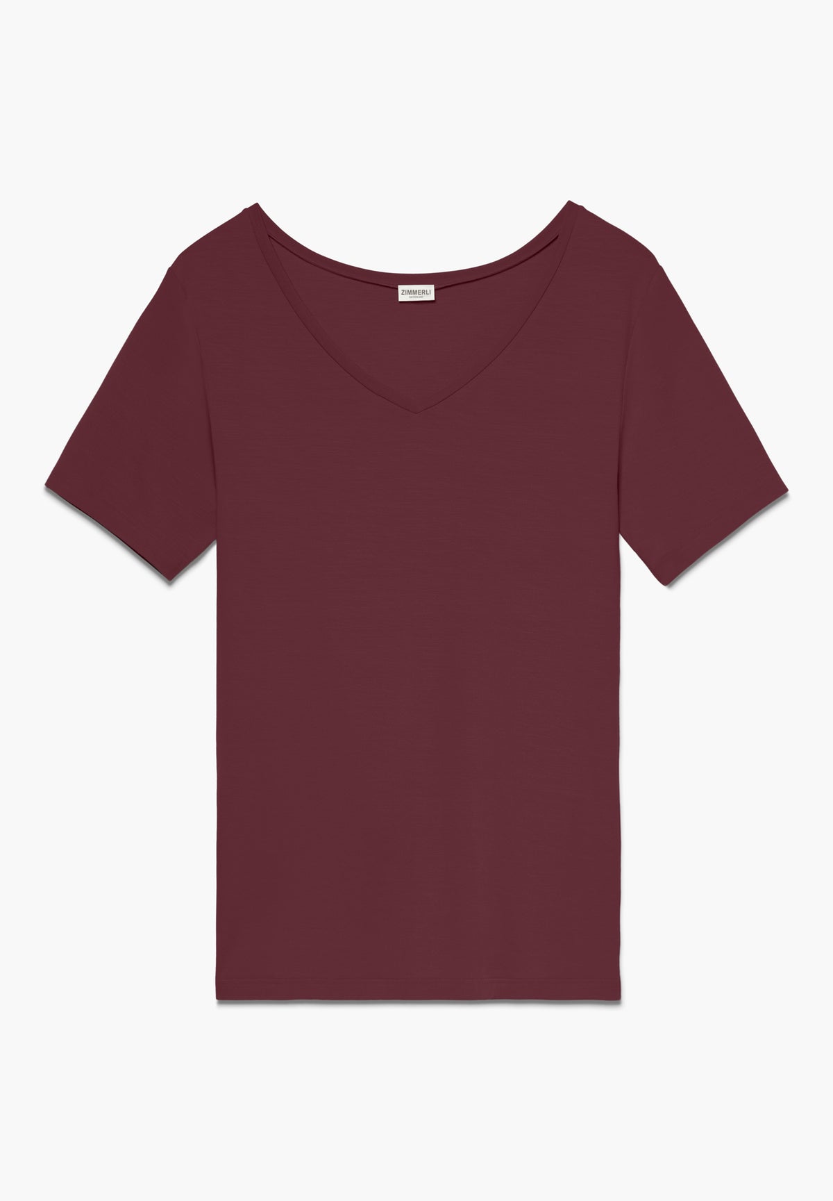 Pureness | T-Shirt kurzarm V-Ausschnitt aus Modal, Body Fit - ruby wine