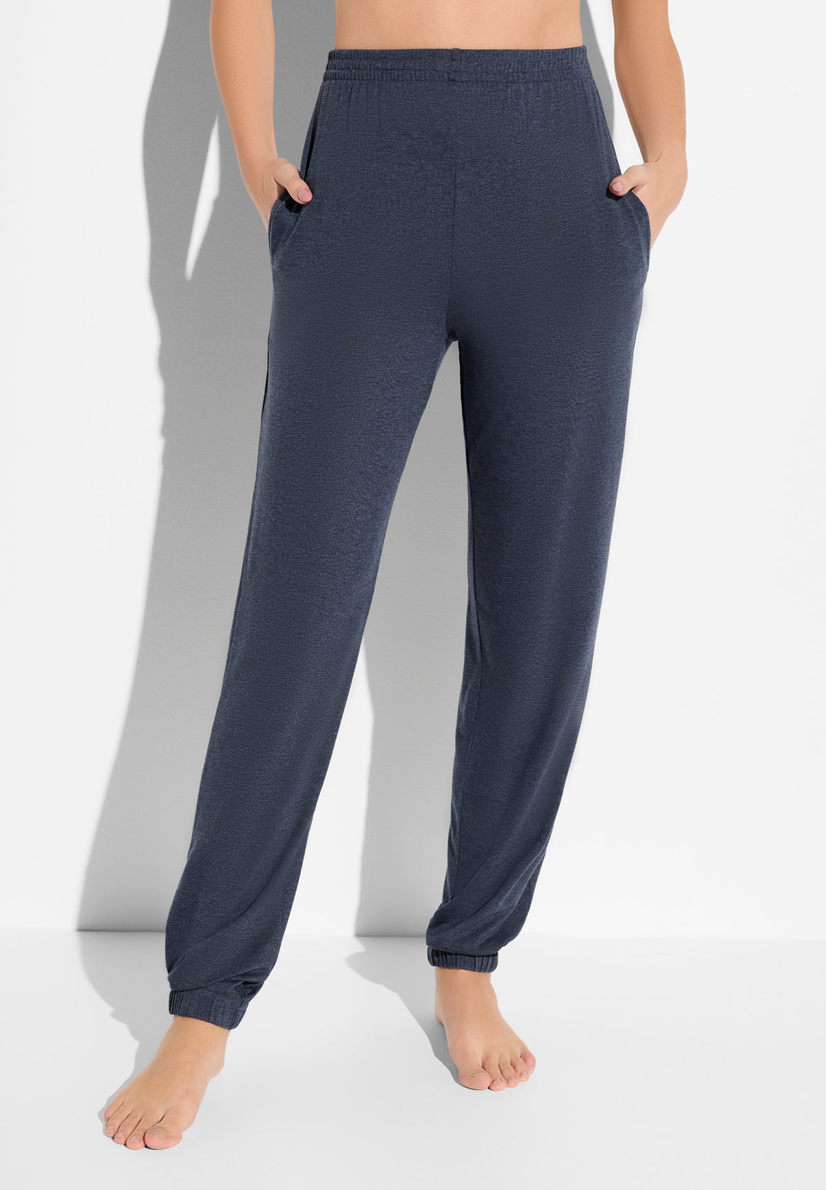 Soft Lounge | Hose lang mit Bündchen - blue mélange