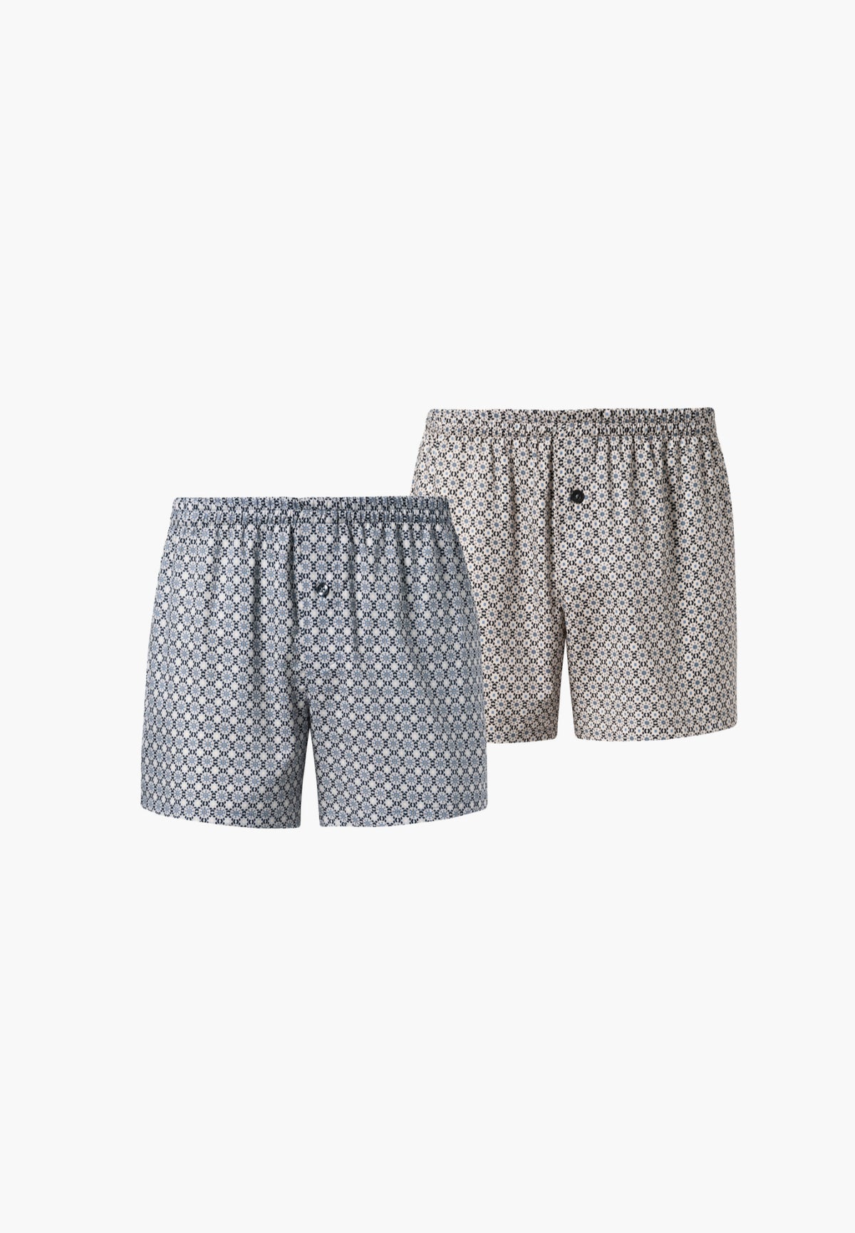 Boxershorts 2x Bundle | 100% Baumwolle, Gewebt, Regular Fit, in edler Verpackung - Blue Mosaik, Beige Mosaik