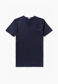 Pure Comfort | T-Shirt Short Sleeve V-Neck - navy - ZIMMERLI