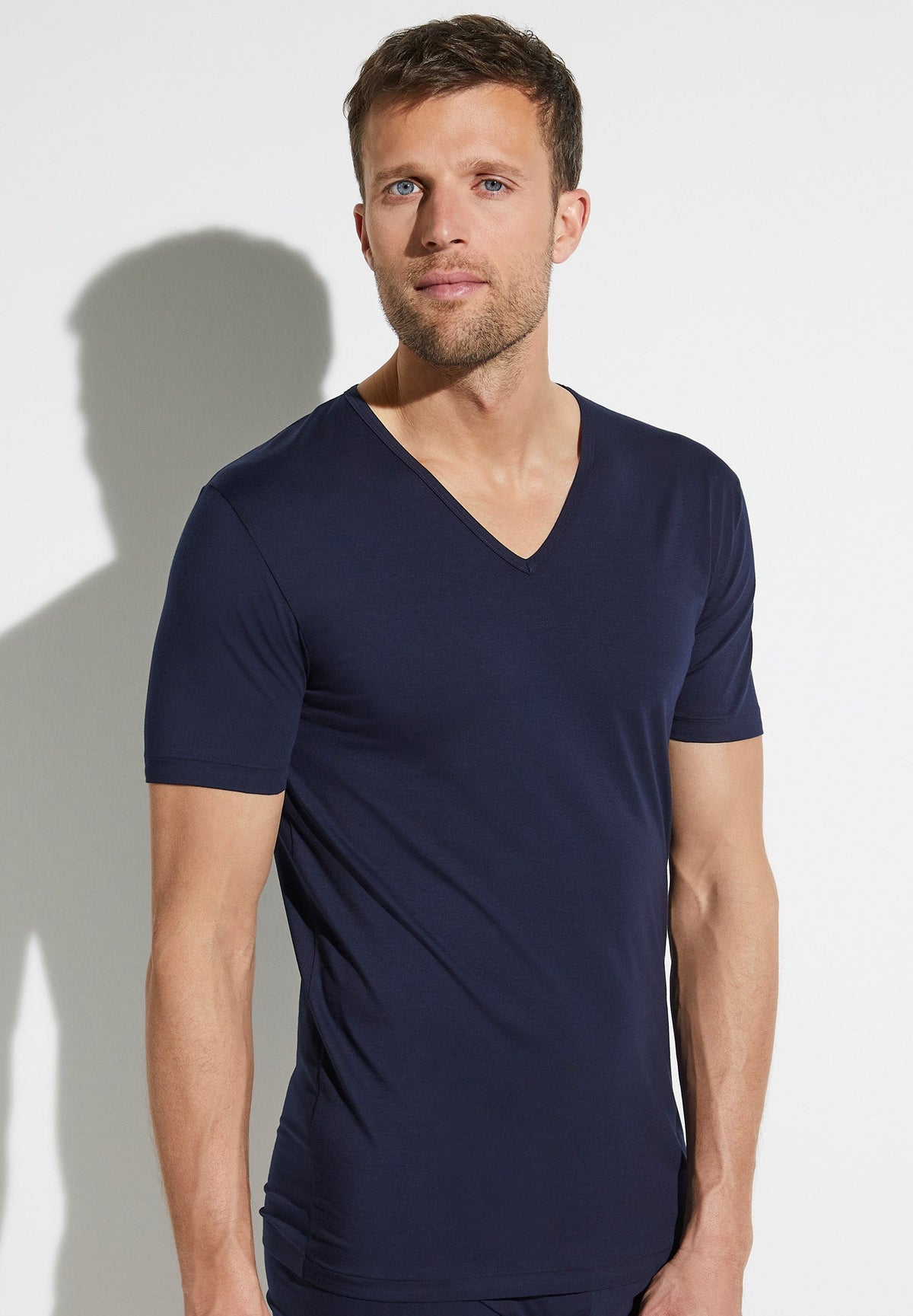 Pure Comfort | T-Shirt kurzarm V-Ausschnitt - navy