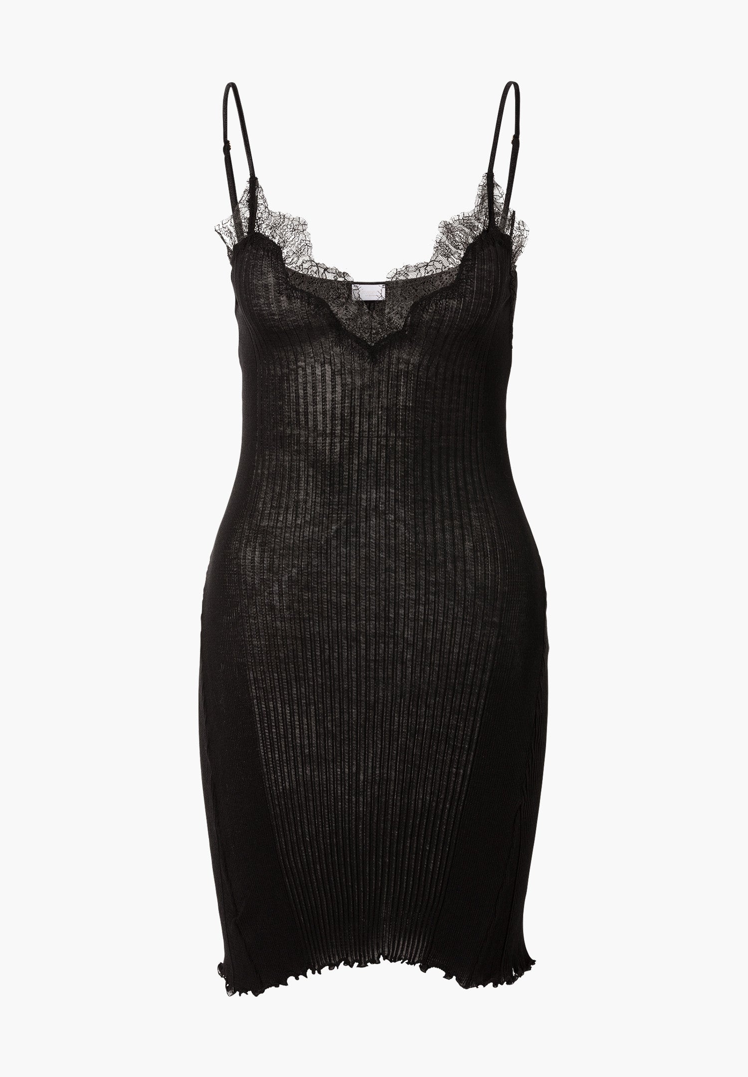 Richelieu | Negligee, iconic rib with eyelash lace - black