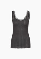 Maude Privé | Top, Ajouré rib with Calais lace - graphite grey