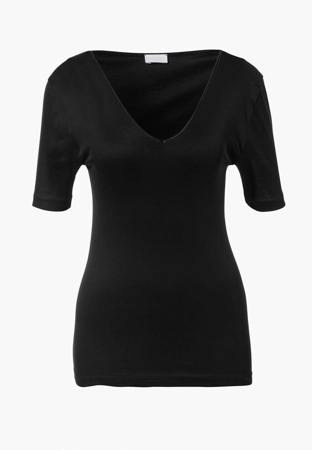 Cotton de Luxe | T-Shirt kurzarm V-Ausschnitt - black