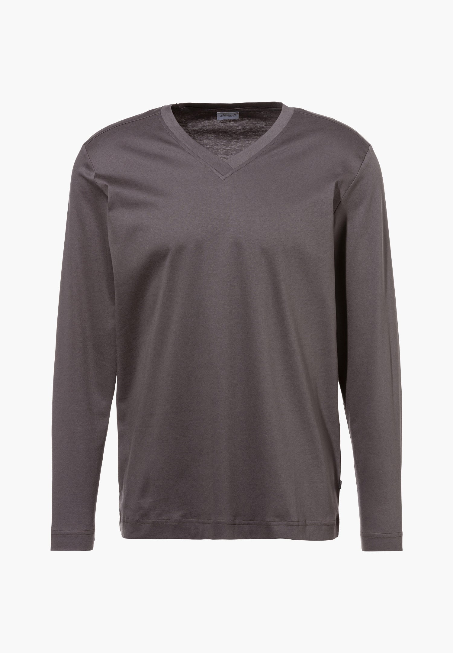 Supreme Green Cotton | T-Shirt Long Sleeve V-Neck - grey