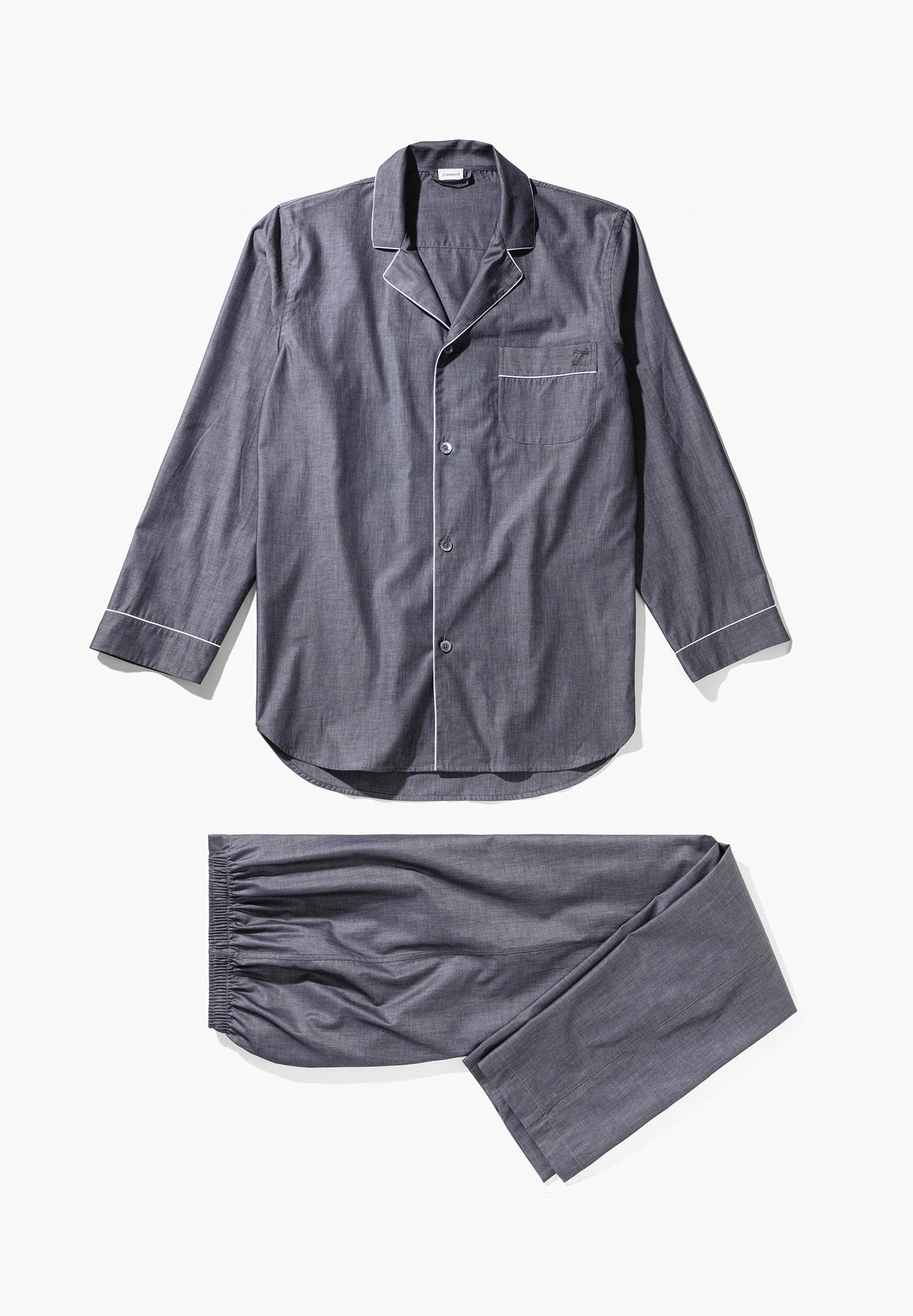 Woven Nightwear | Pyjama Long - dark grey mélange - Zimmerli of ...