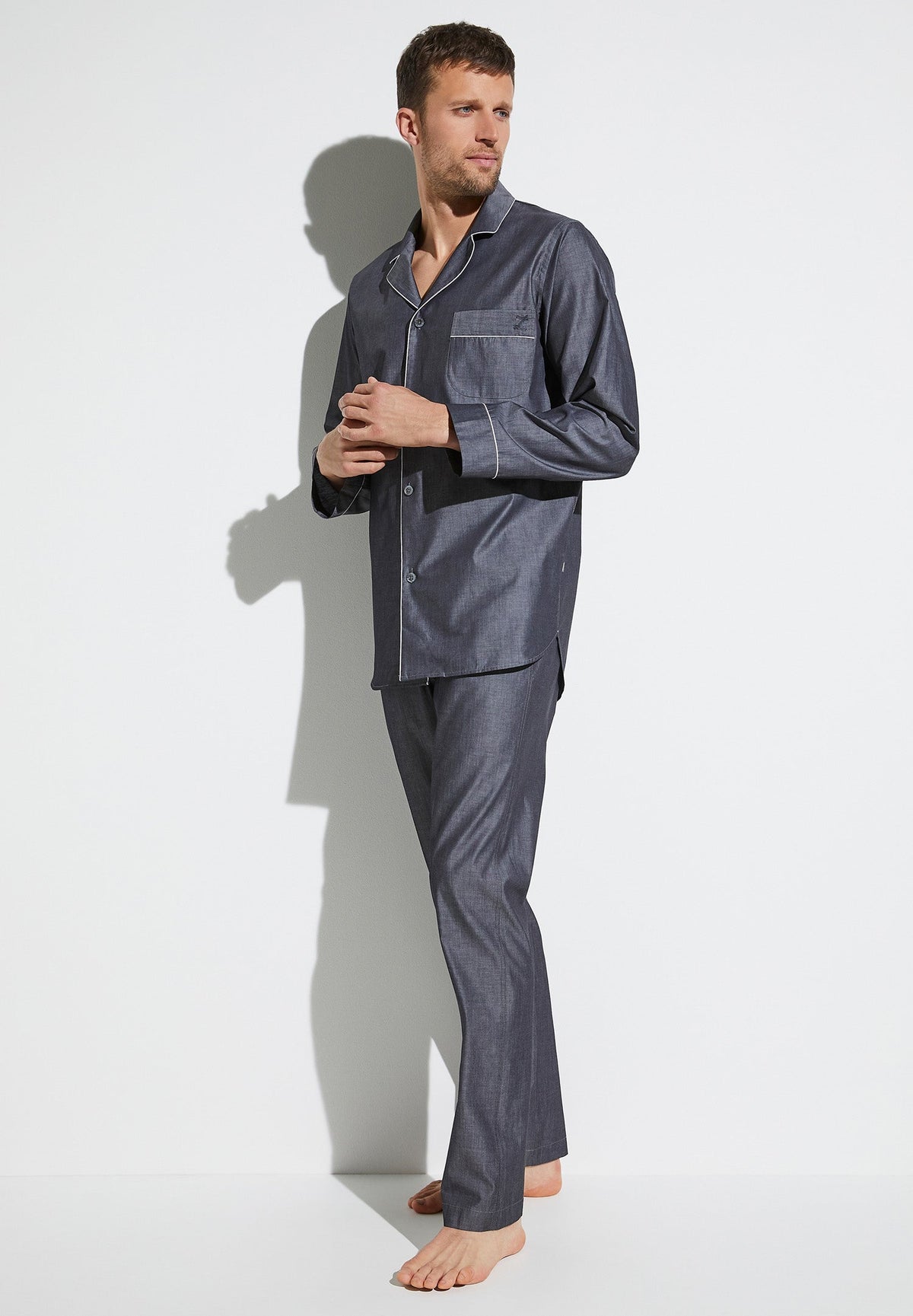 Woven Nightwear | Pyjama longues - dark grey mélange