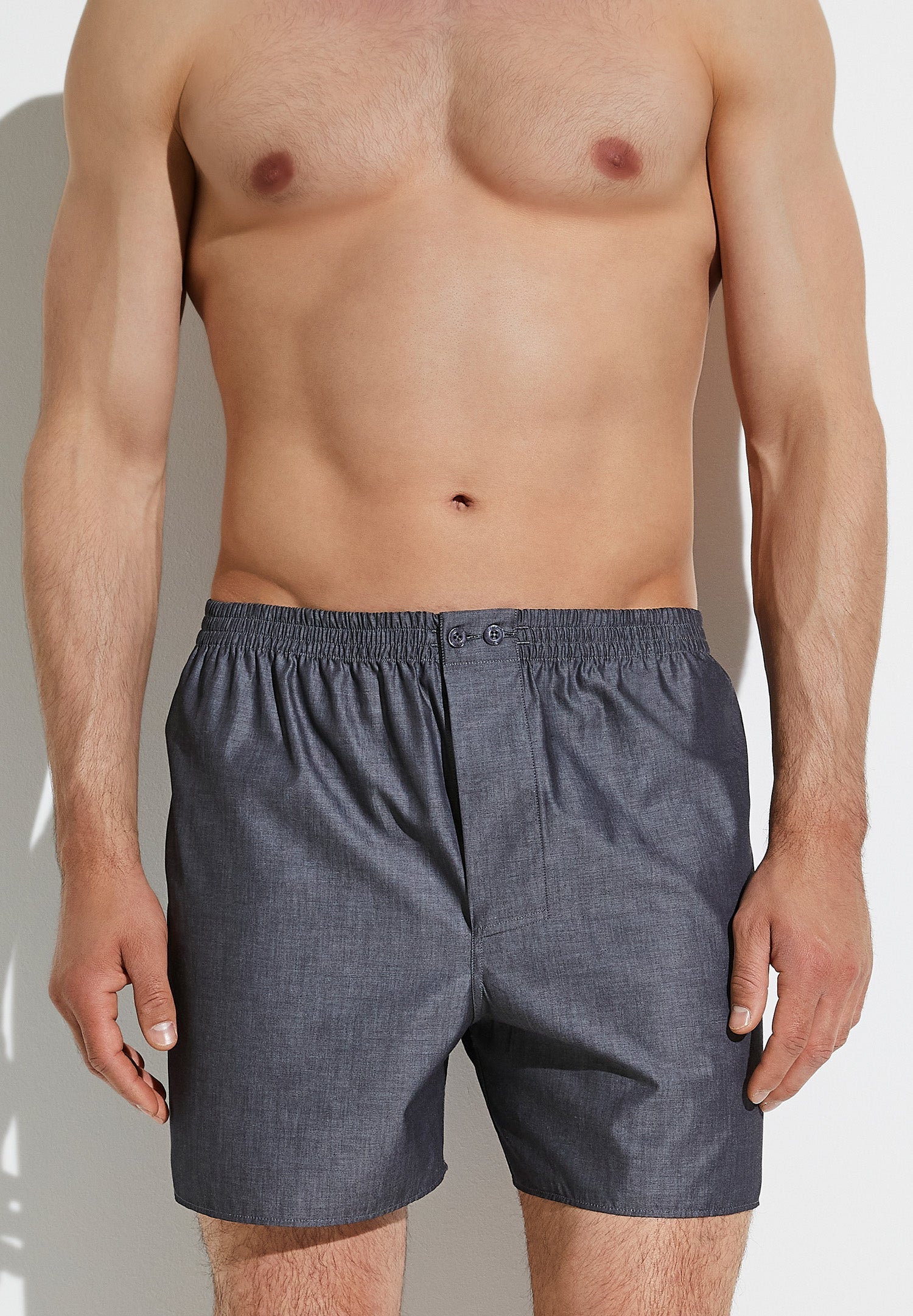 Woven Nightwear  Boxer Shorts - dark grey mélange - Zimmerli of  Switzerland (Schweiz)