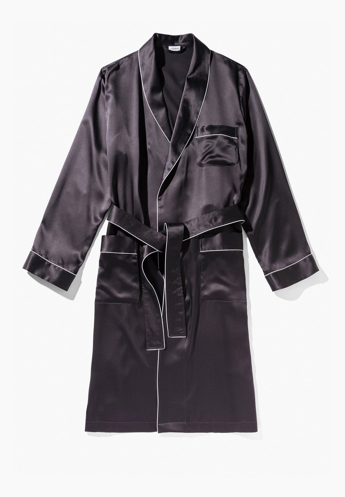 Silk Nightwear | Robe de chambre longue - anthrazit