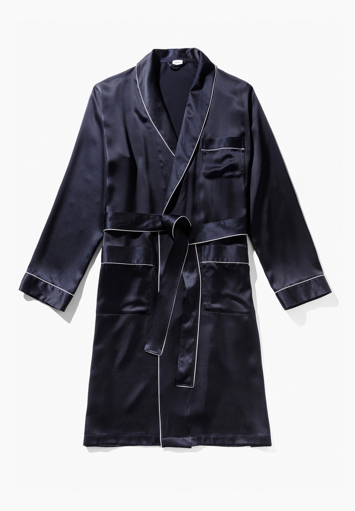 Silk Nightwear | Robe de chambre longue - navy