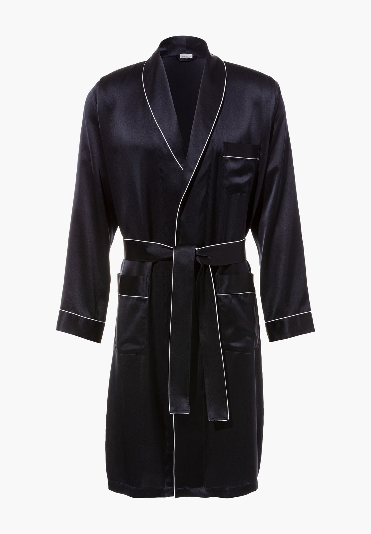 Silk Nightwear | Robe de chambre longue - navy