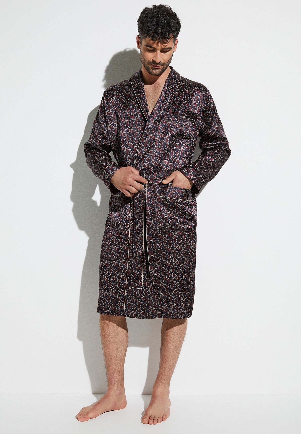 Silk Nightwear | Robe Long - leaves