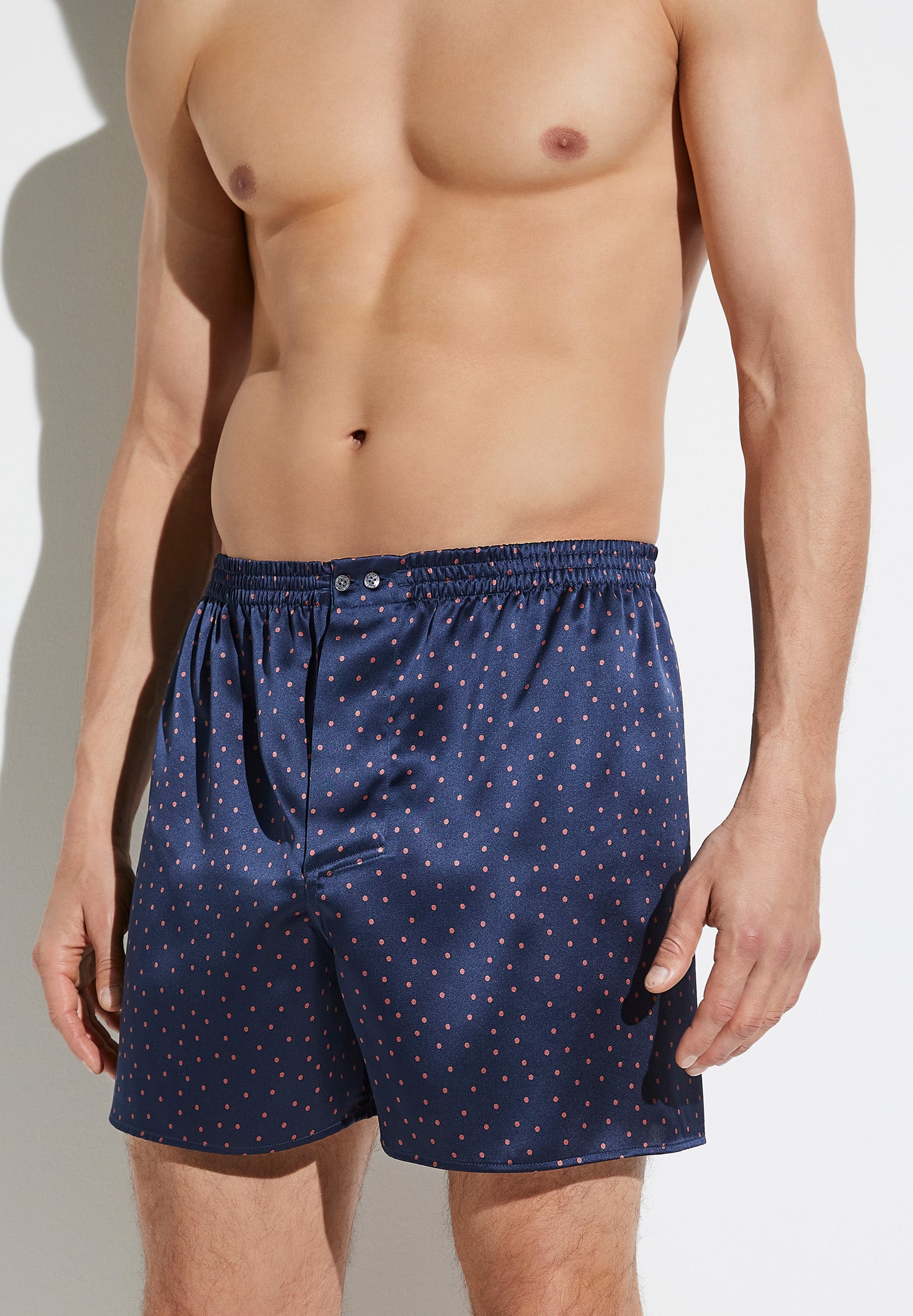 Silk Nightwear  Boxer Shorts - dots - Zimmerli of Switzerland