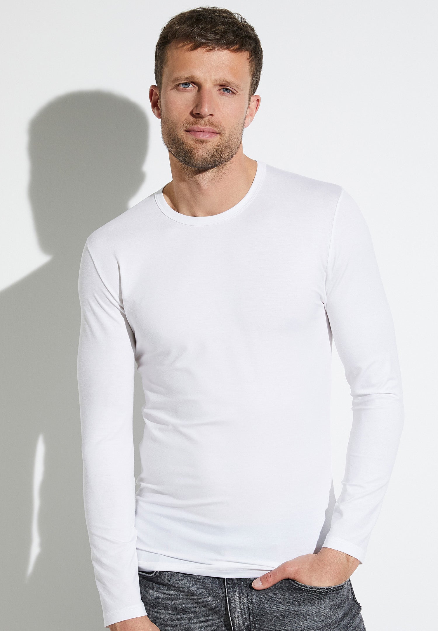 Pureness | T-Shirt Long Sleeve - white - Zimmerli of Switzerland