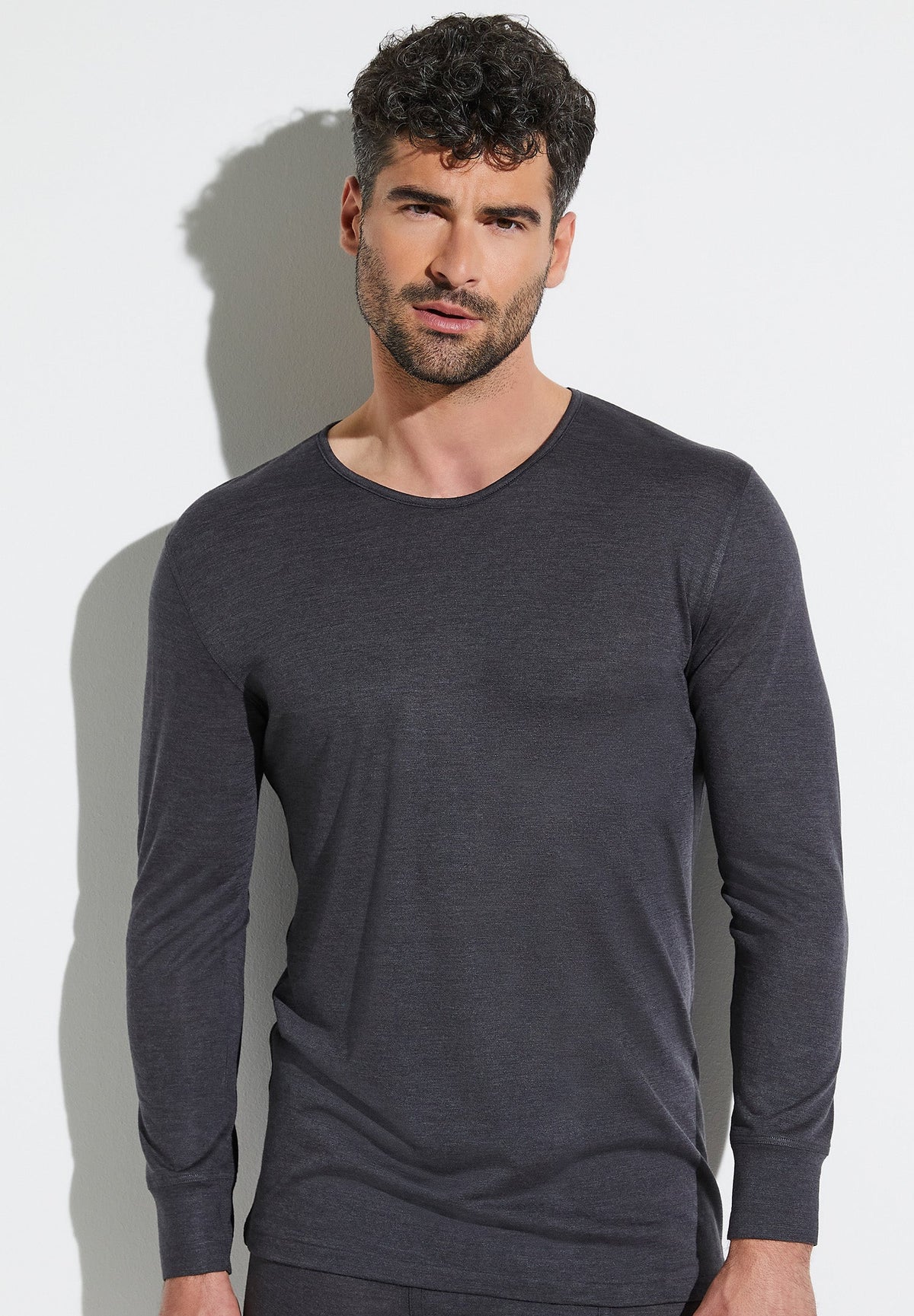 Wool &amp; Silk | T-Shirt à manches longues - charcoal