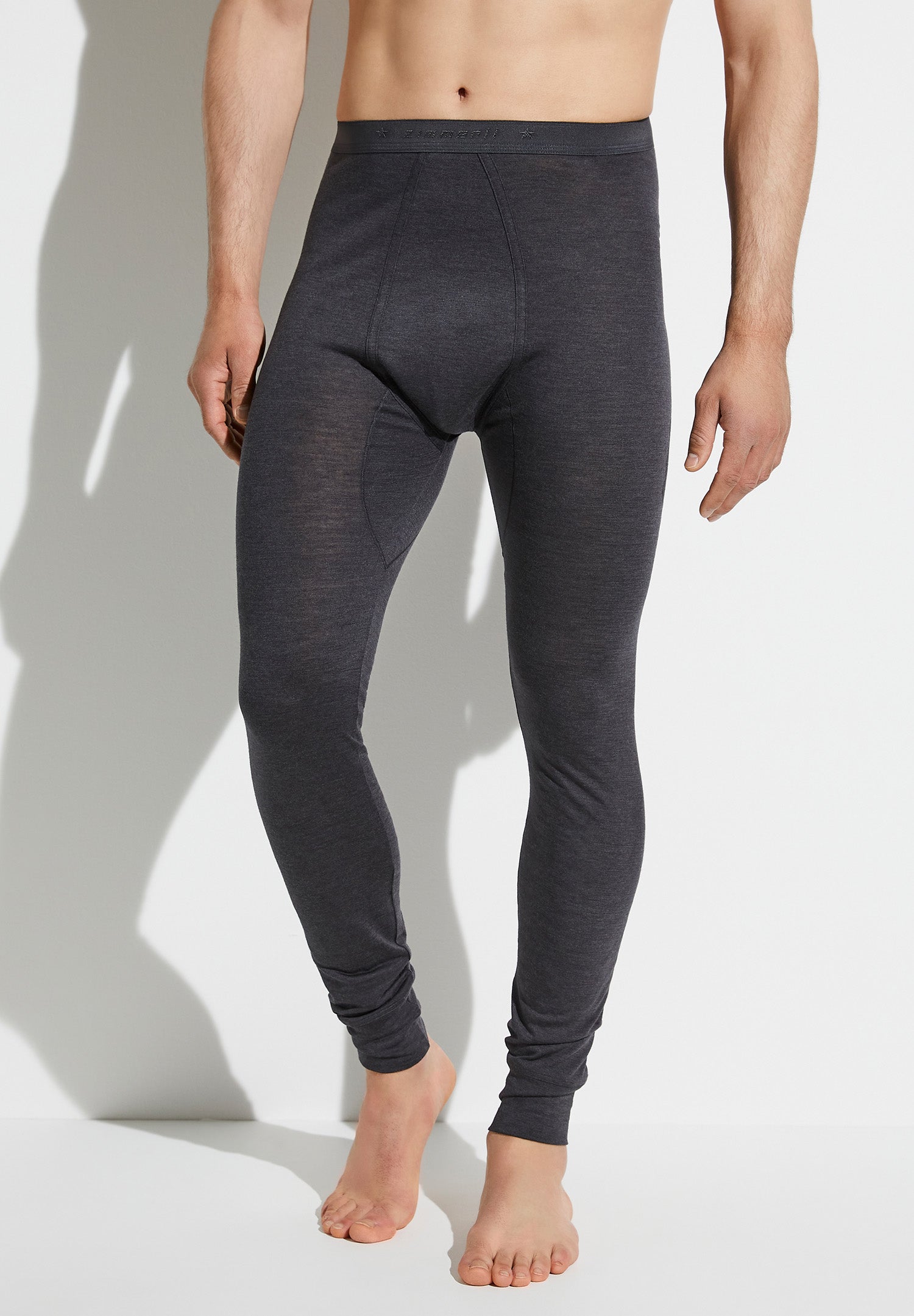 Wool & Silk  Long Johns - charcoal - Zimmerli of Switzerland (Schweiz)