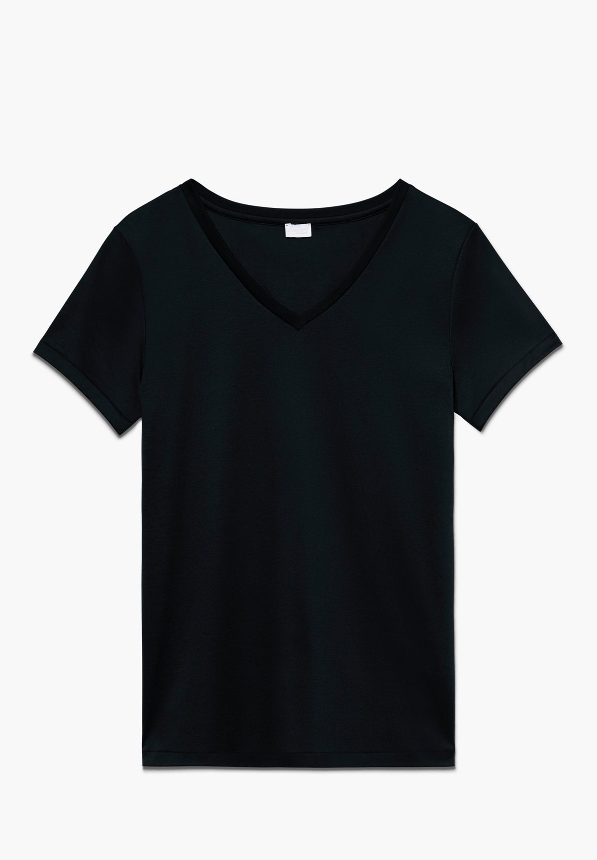 Sea Island | T-Shirt kurzarm V-Ausschnitt, Swissmade Ready-to-Wear für Damen - schwarz