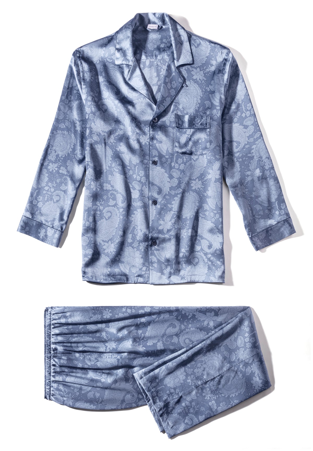 Silk Nightwear | Pyjama Long - paisley blue