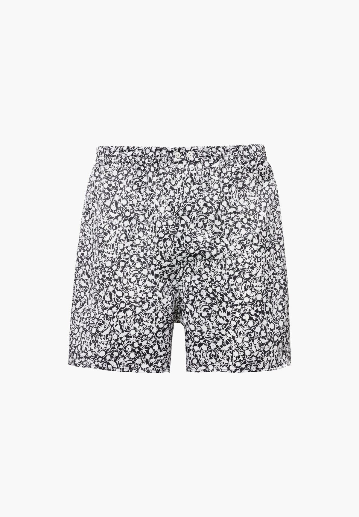 Silk Nightwear | Boxer Shorts - black-white