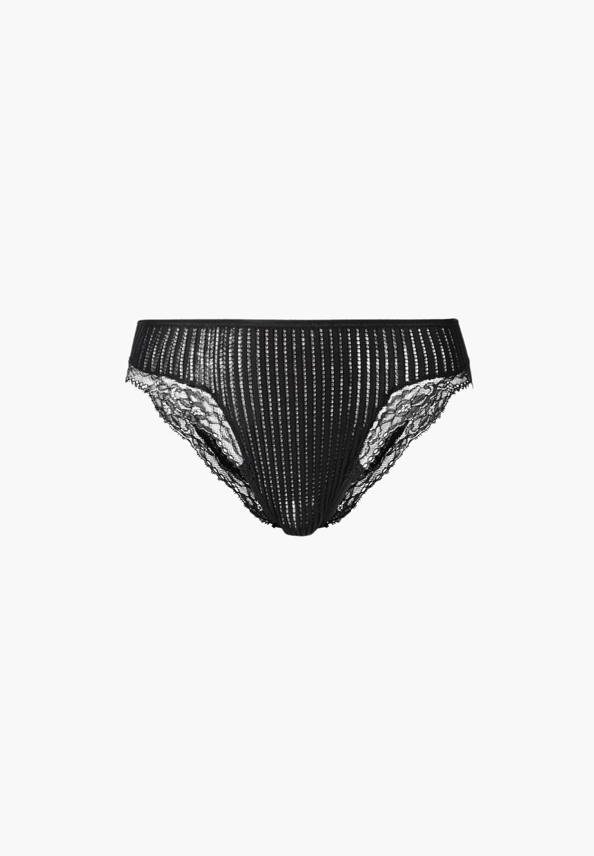 Maude Privé | Briefs, Ajouré rib with Calais lace - black