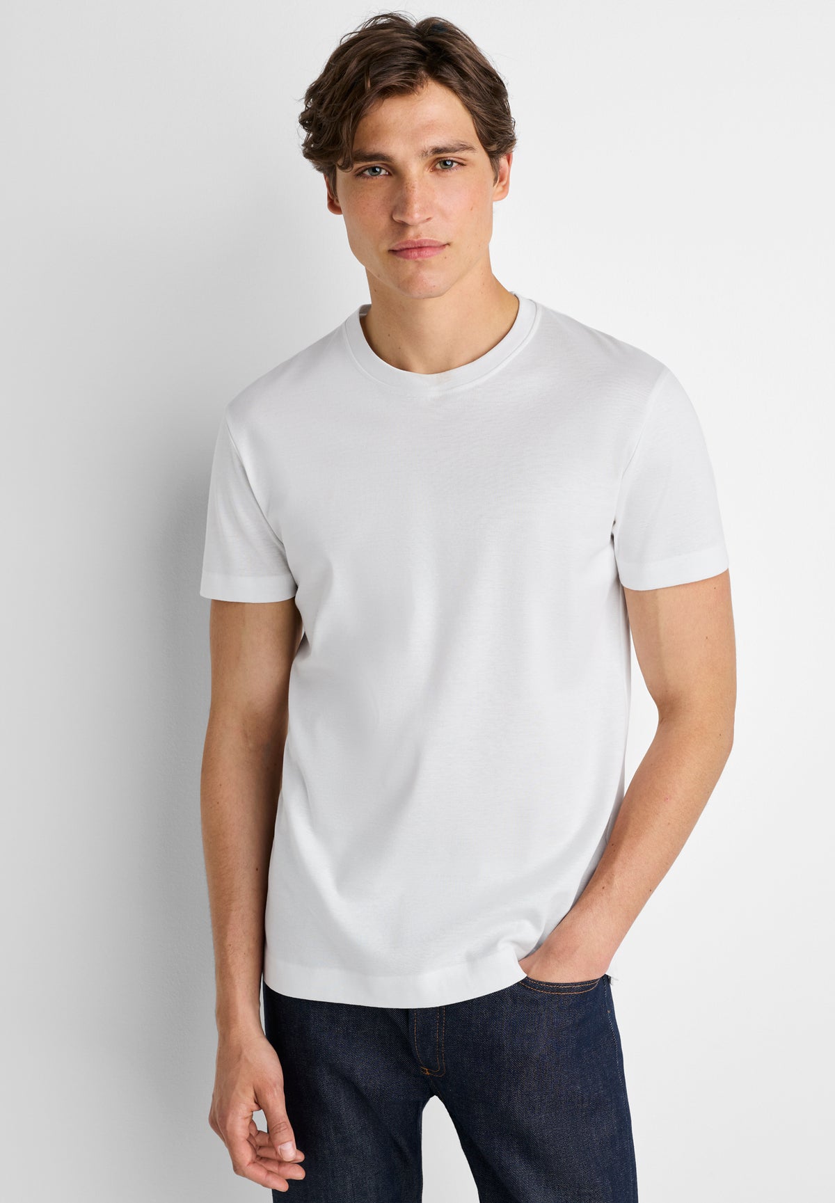 Pima Cotton | T-Shirt kurzarm, Swissmade Ready-to-Wear für Herren - weiss