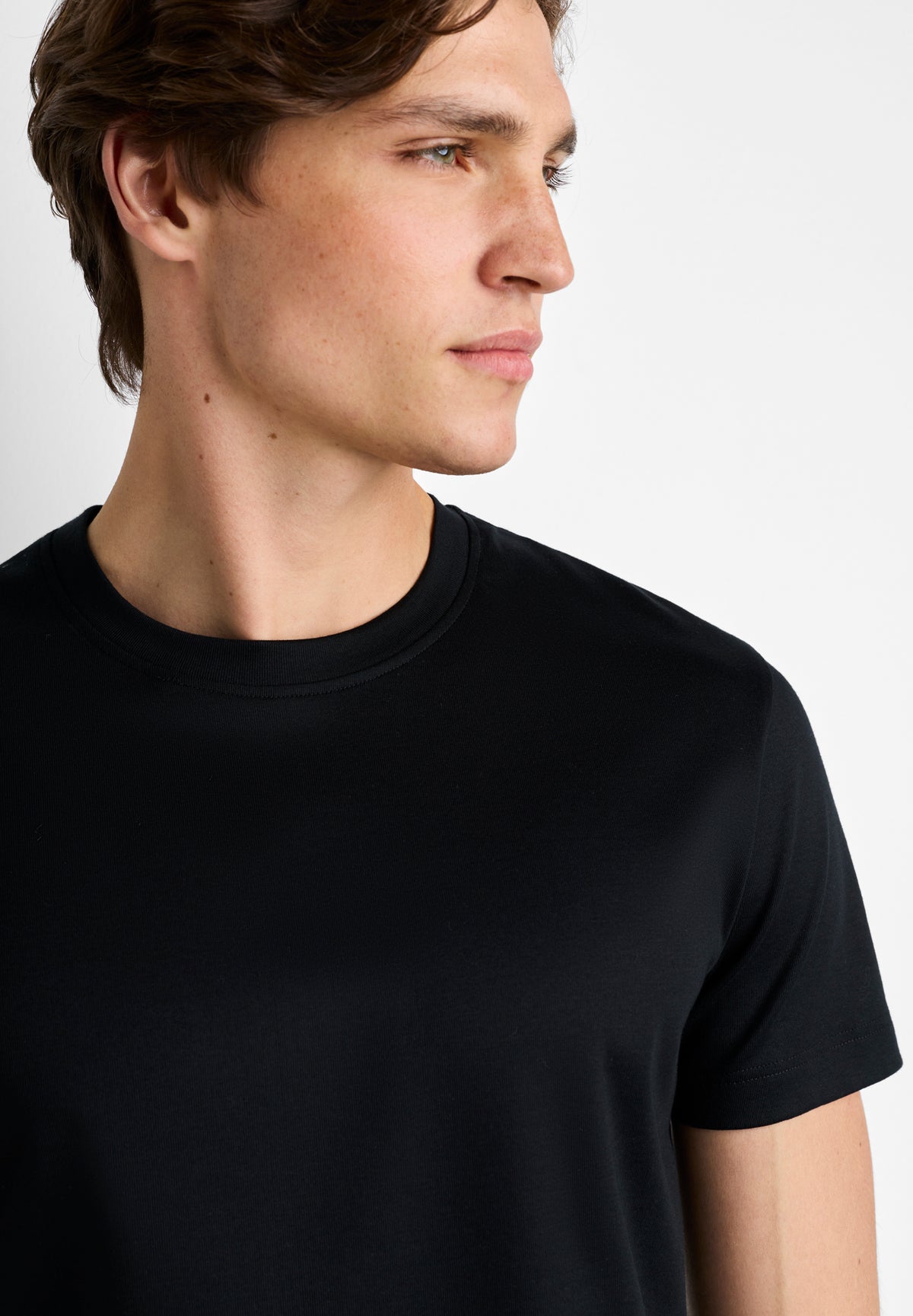 Pima Cotton | T-Shirt kurzarm, Swissmade Ready-to-Wear für Herren - schwarz