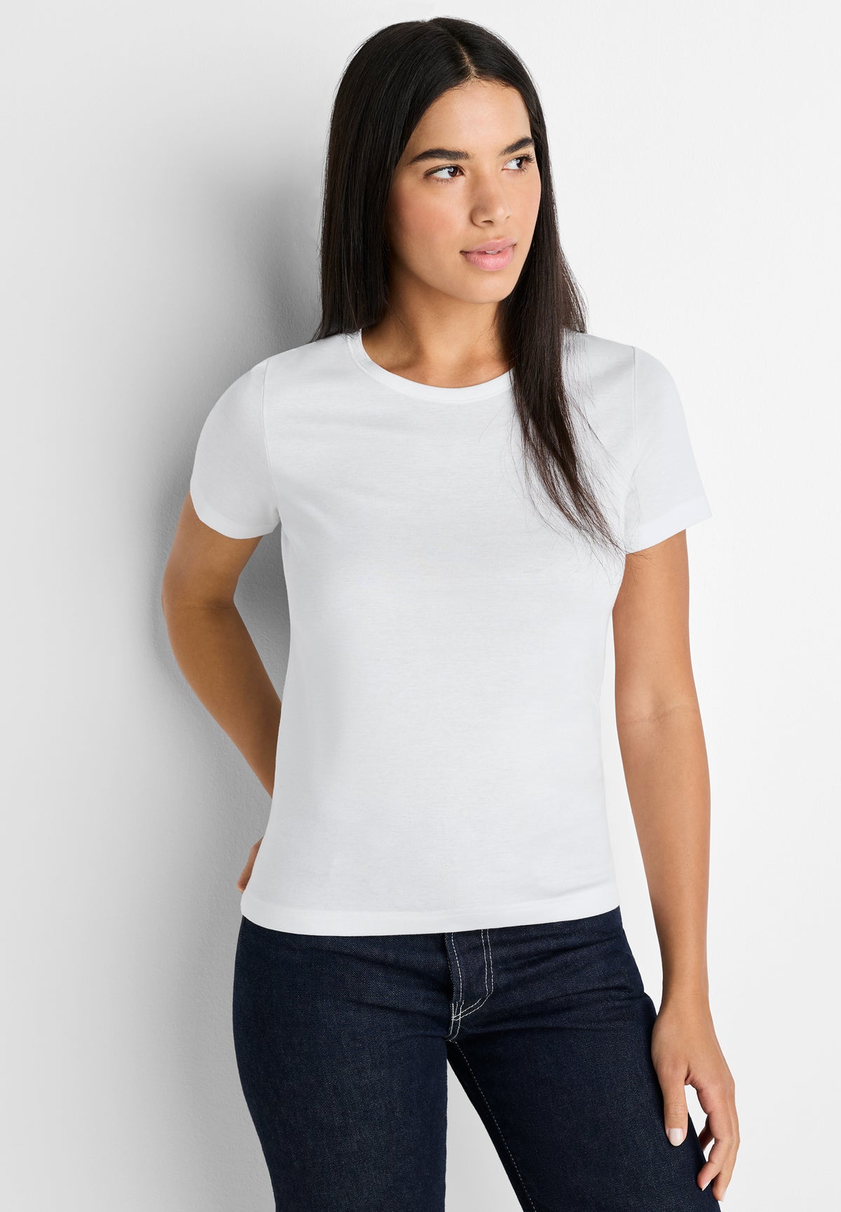 Pima Cotton | T-Shirt kurzarm, Swissmade Ready-to-Wear für Damen - weiss