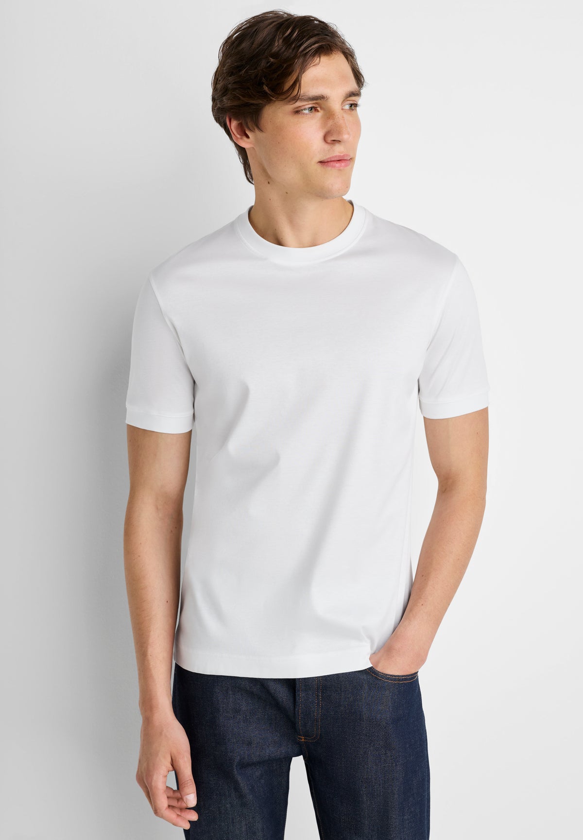 Sea Island | T-Shirt kurzarm, Swissmade Ready-to-Wear für Herren - weiss