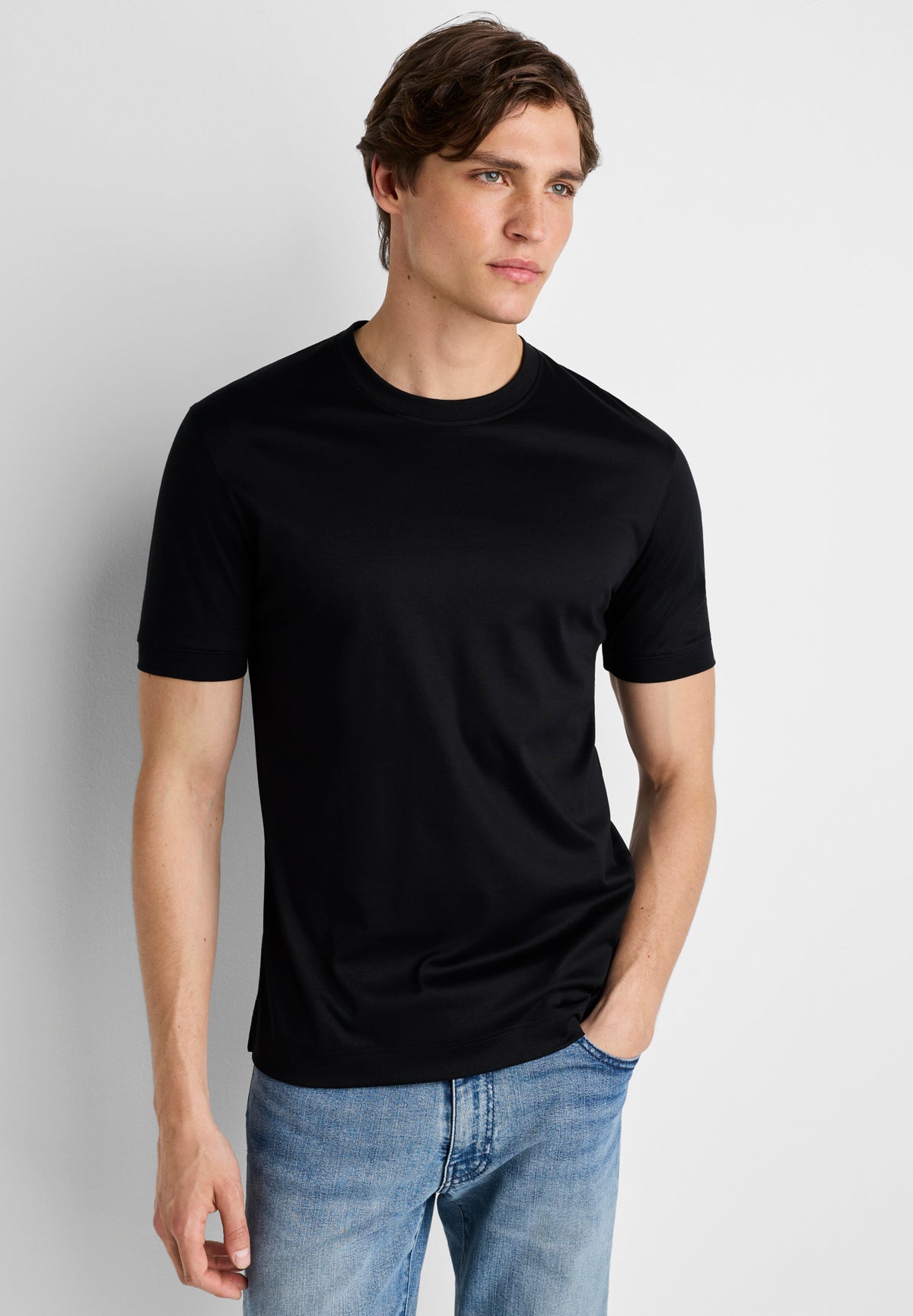 Sea Island | T-Shirt kurzarm, Swissmade Ready-to-Wear für Herren - schwarz