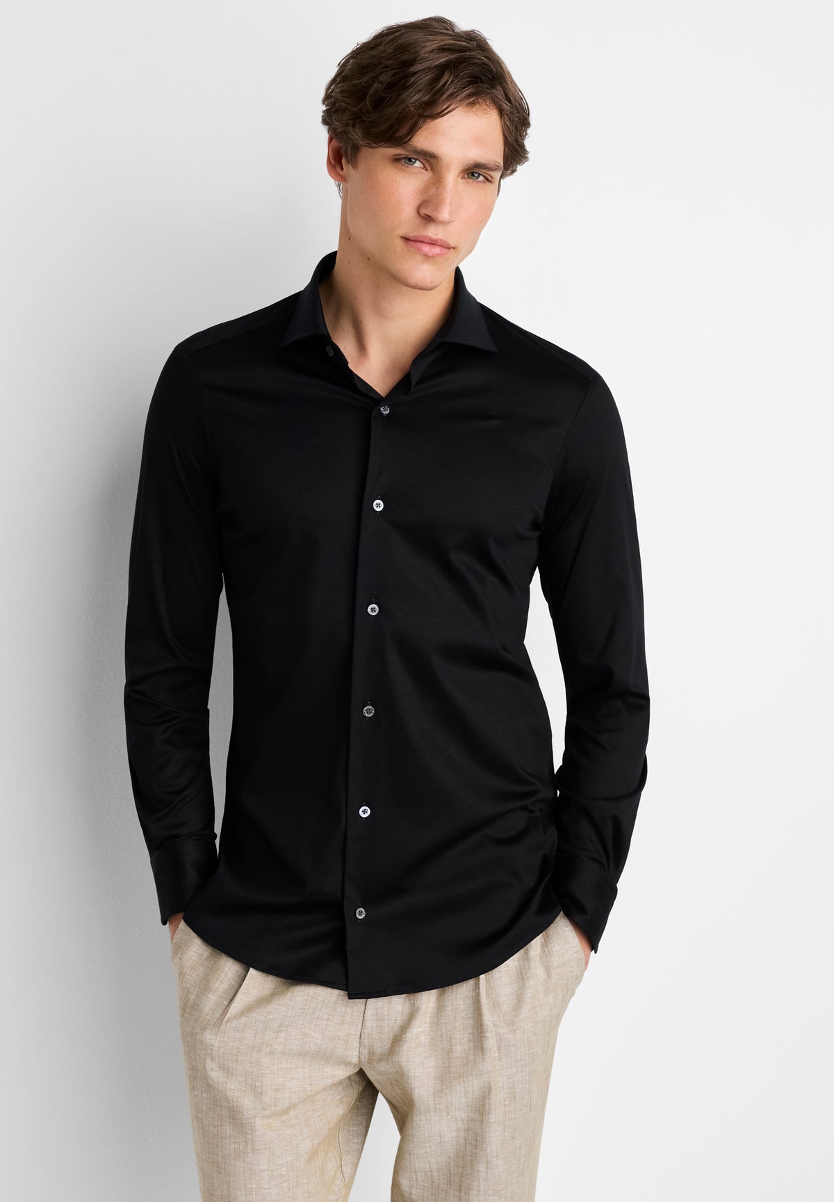 Sea Island | Button-through shirt long sleeve - black