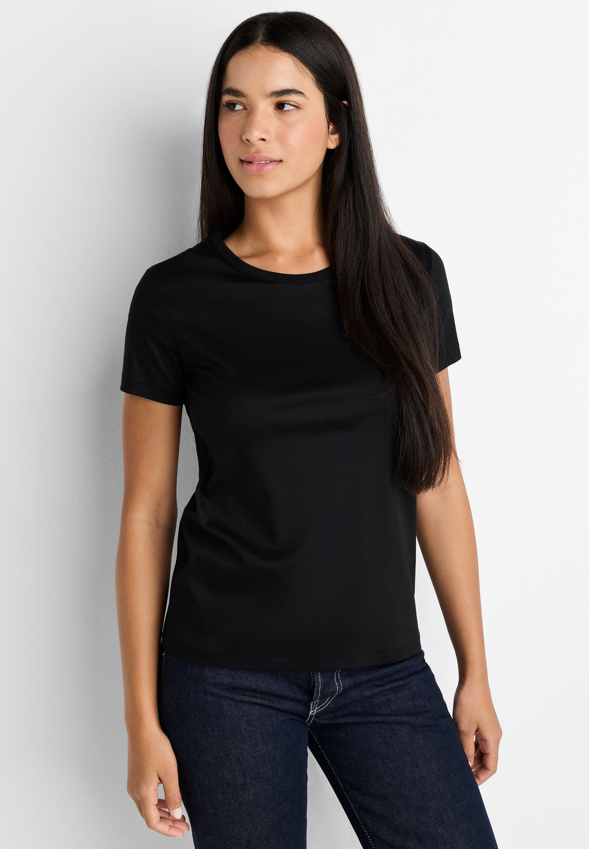 Sea Island | T-Shirt kurzarm, Swissmade Ready-to-Wear für Damen - schwarz