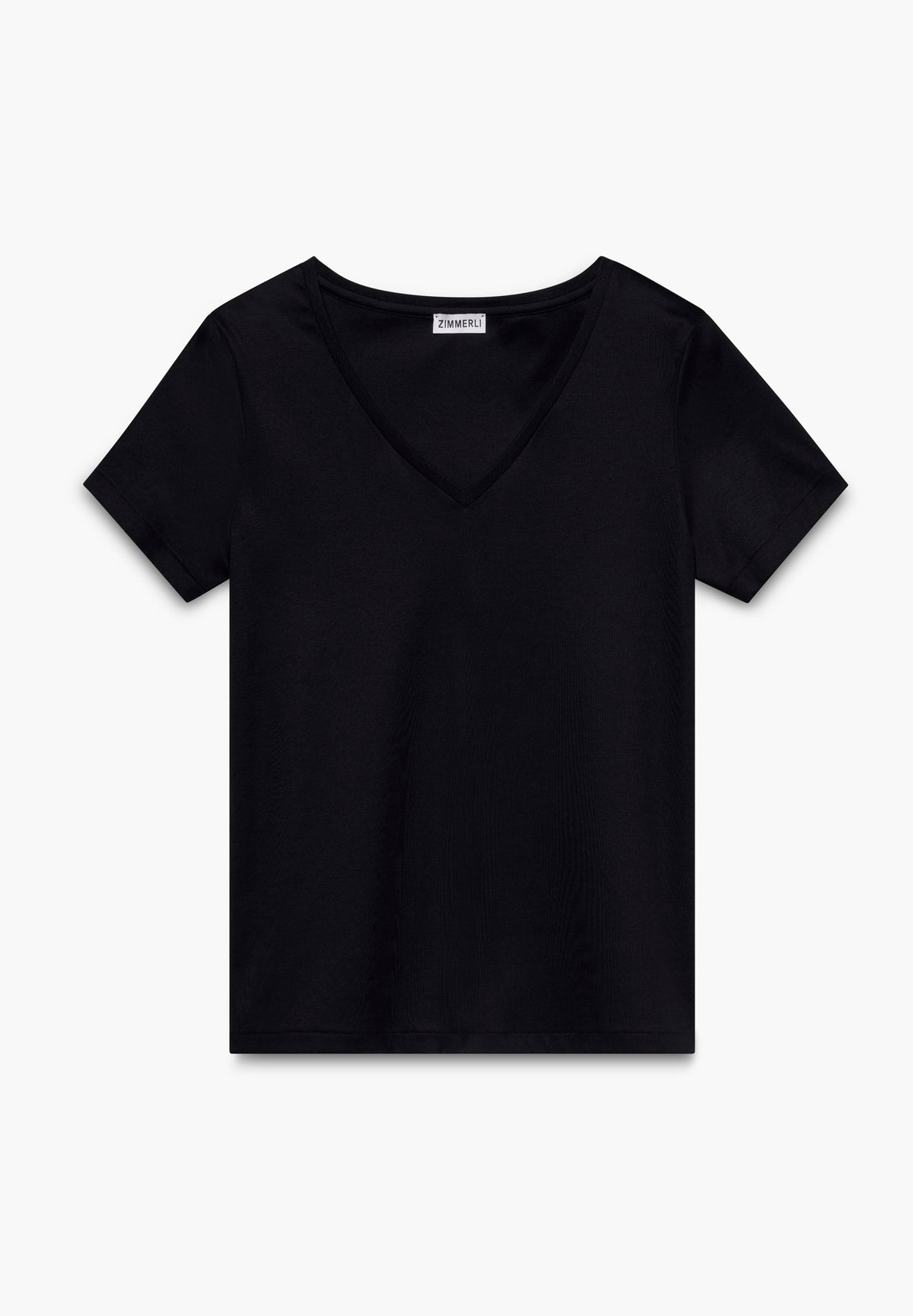 Sea Island | T-shirt manches courtes col V, Swissmade Ready-to-Wear pour femme - noir