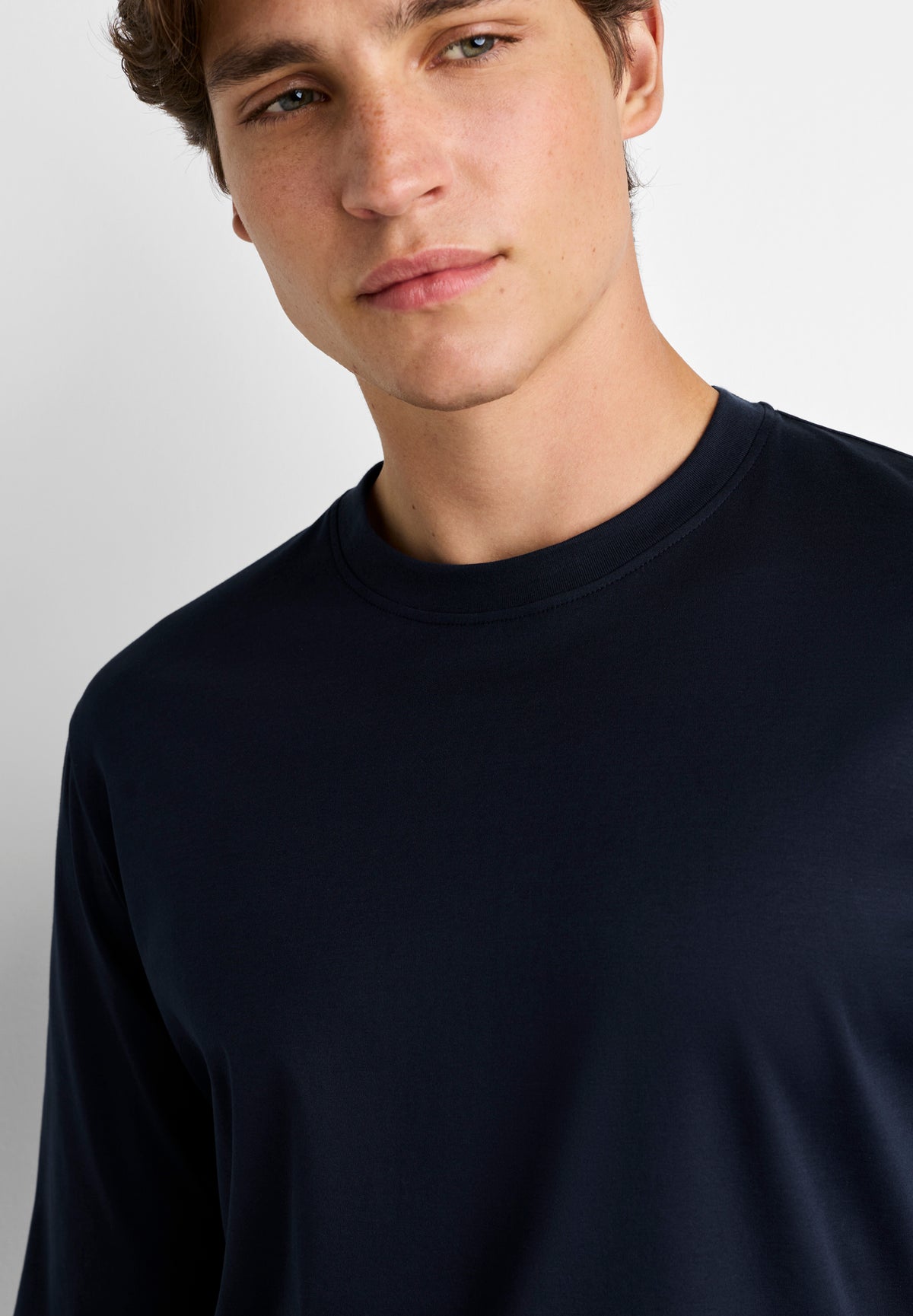 Sea Island | T-Shirt langarm, Swissmade Ready-to-Wear für Herren - navy