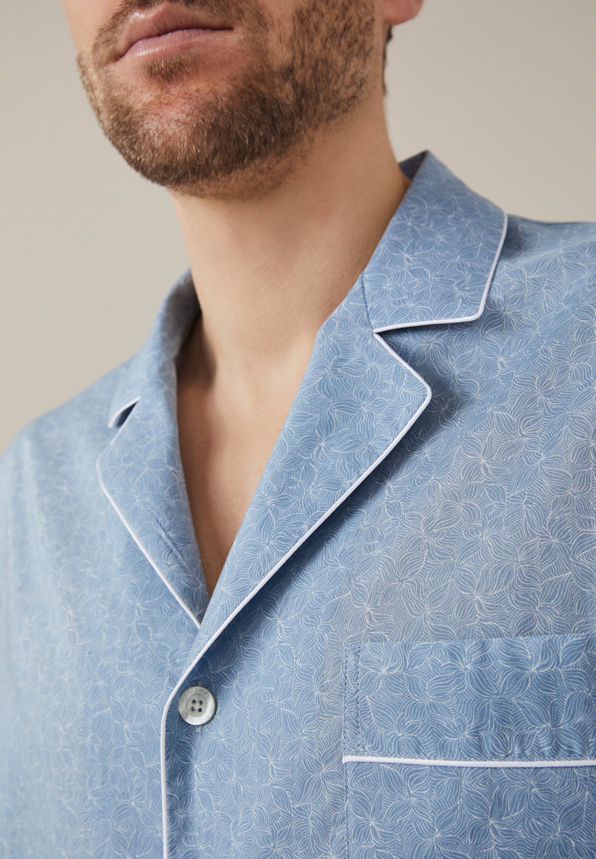 Cotton Voile Print | Pyjama Long - light blue