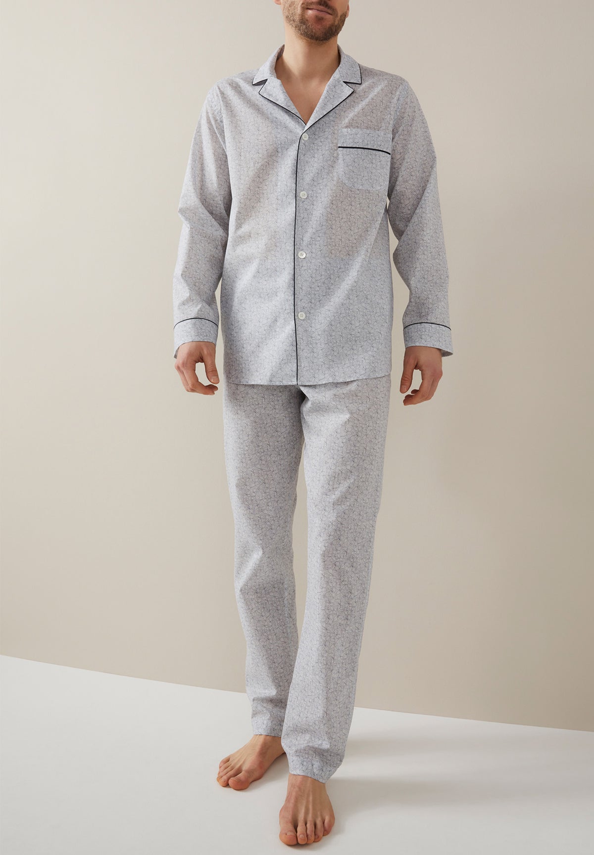 Cotton Voile Print | Pyjama longues - white/blue