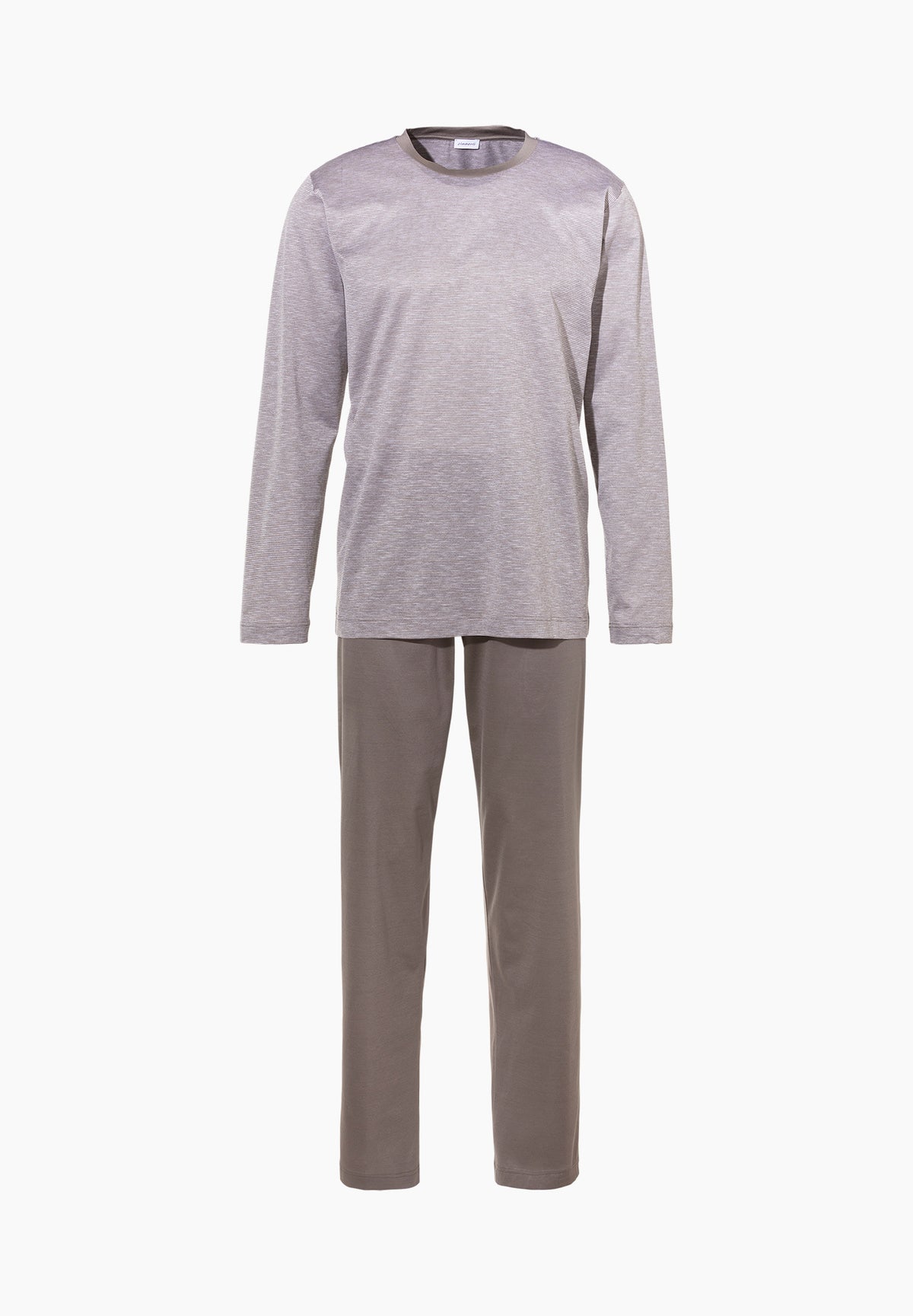 Silk/Cotton Stripes X Sea Island | Pyjama longues - taupe