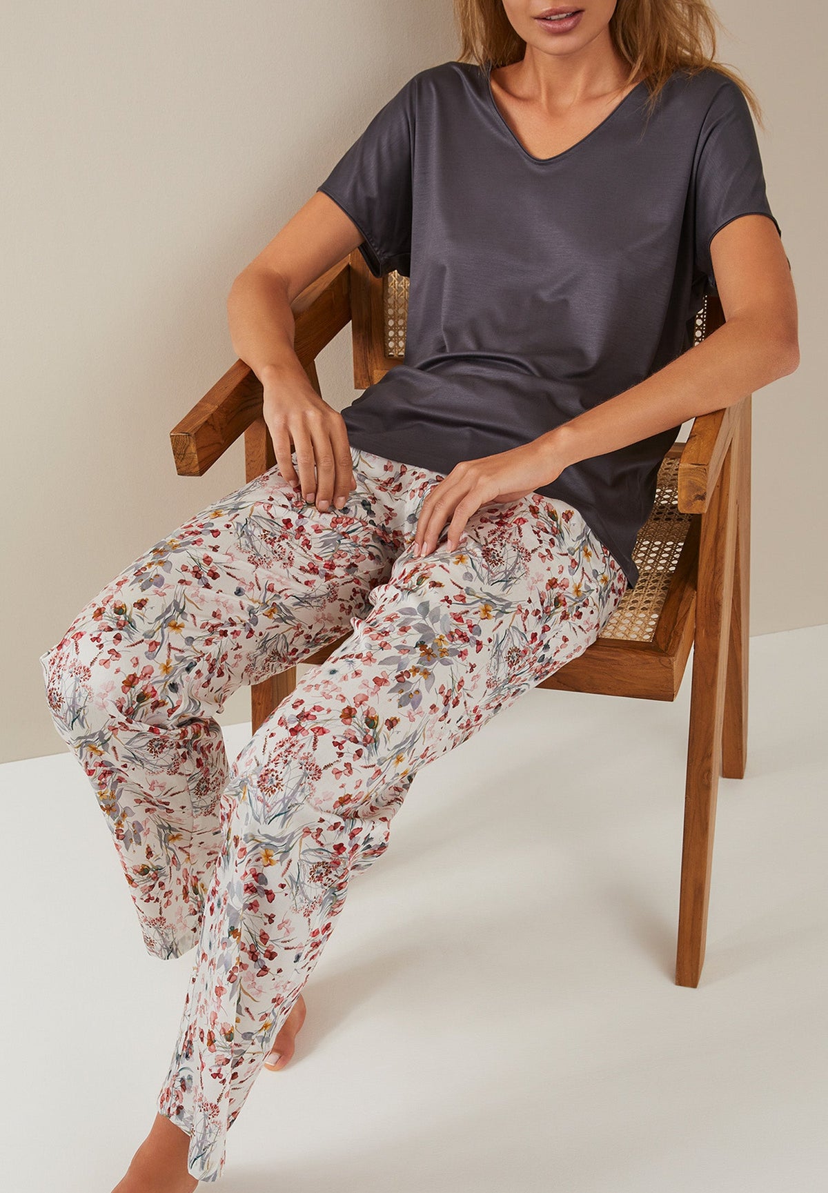Cotton Sateen Print | Pantalon - flower fields