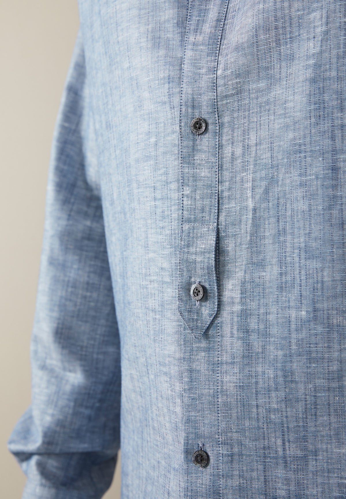 Linen Blend | T-Shirt Long Sleeve - blue horizon