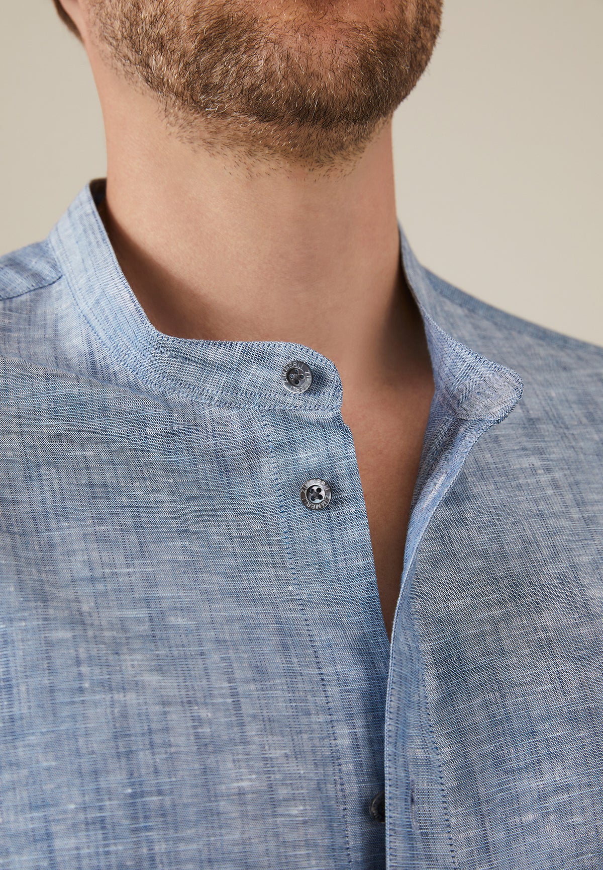 Linen Blend | T-Shirt à manches longues - blue horizon