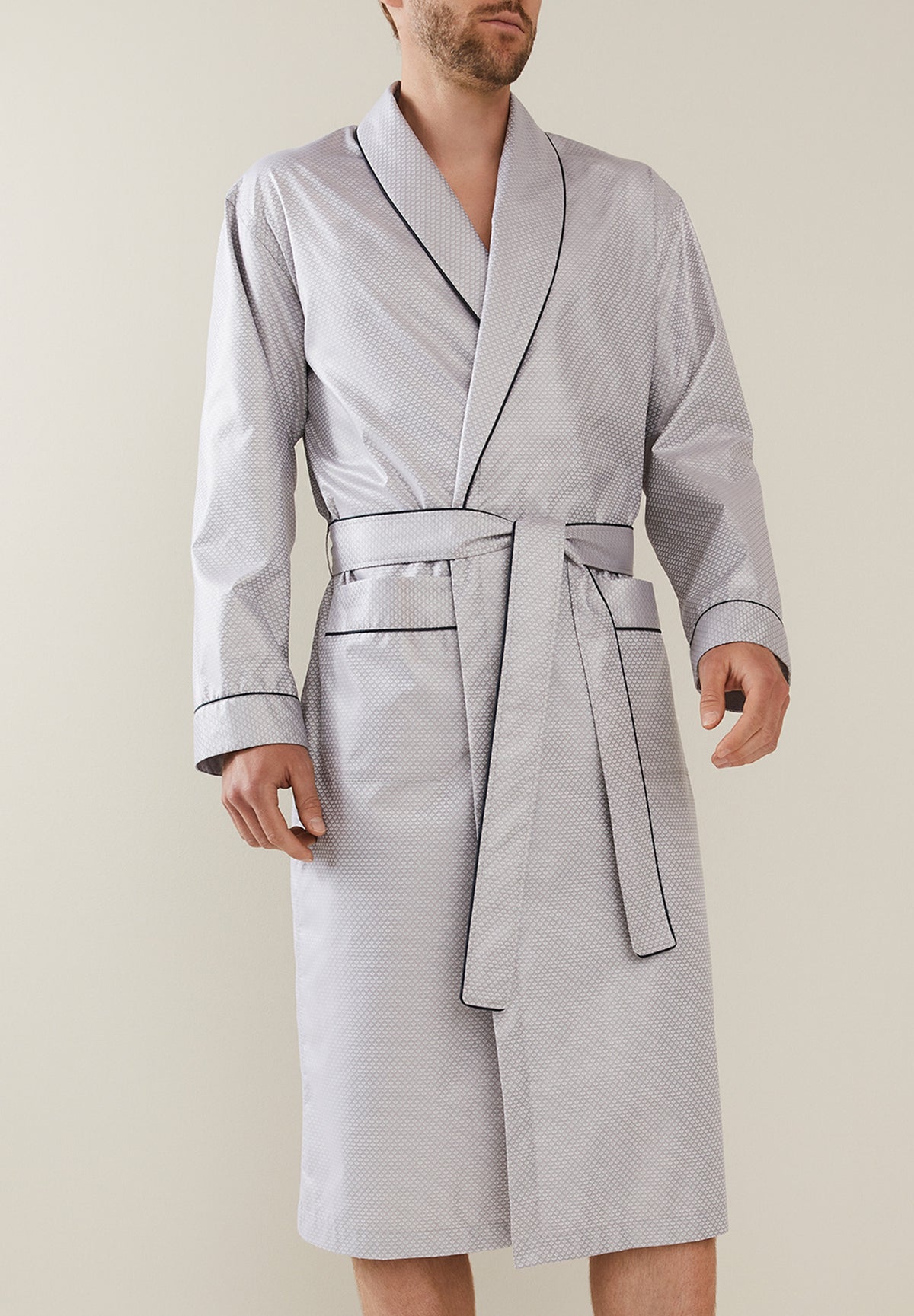 Luxury Jacquard | Robe de chambre longue - taupe