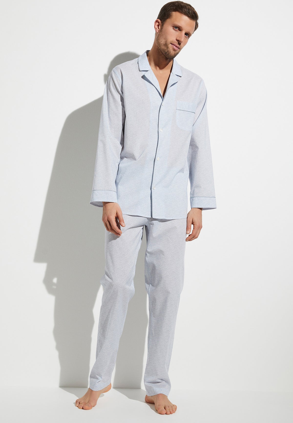 Cotton Voile Print | Pyjama longues - light blue