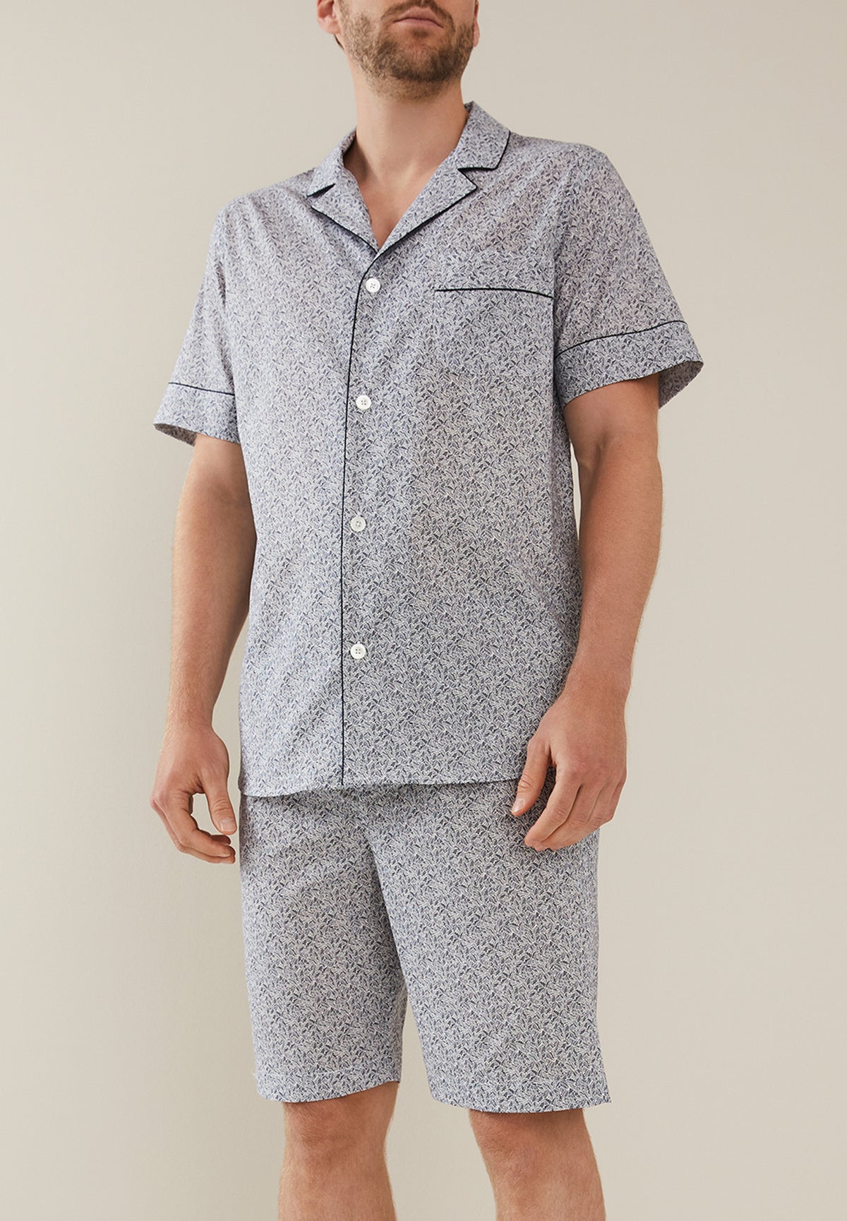 Cotton Voile Print | Pyjama Short - navy