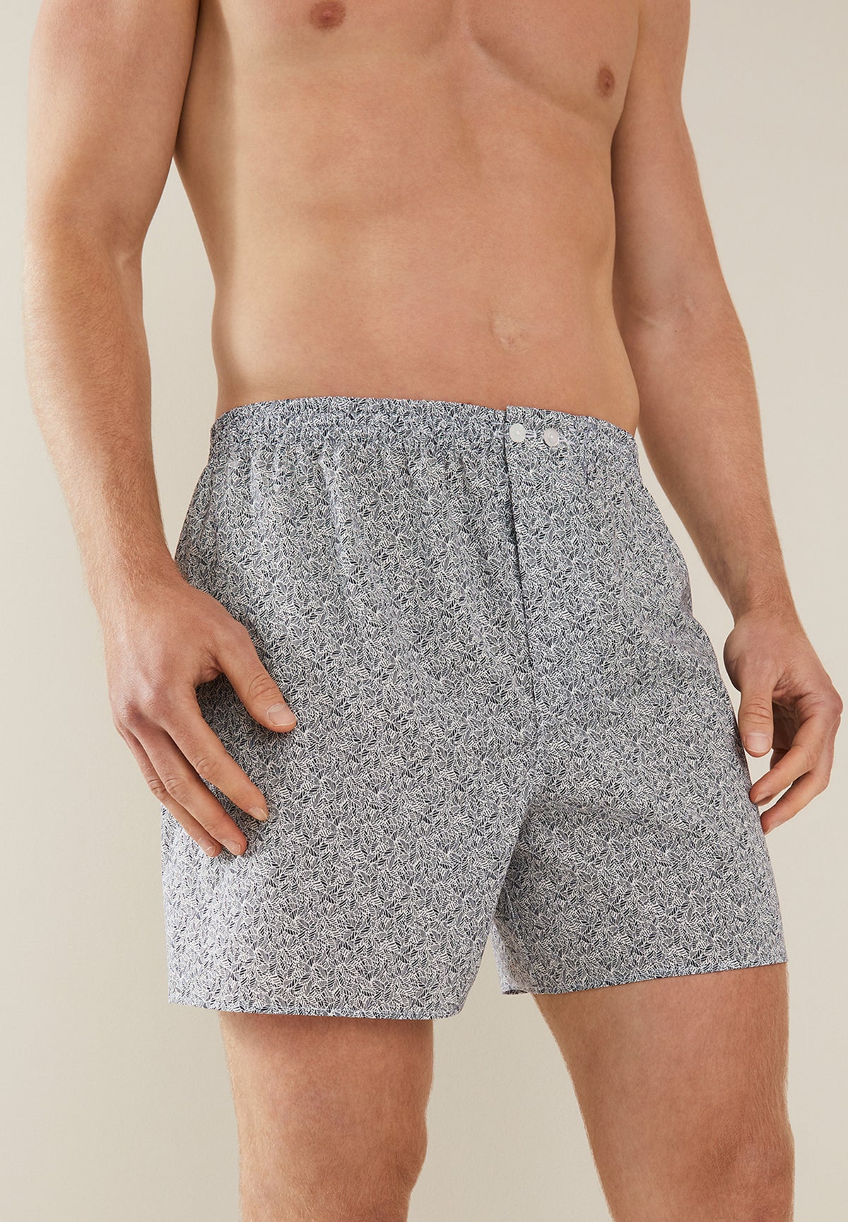 Cotton Voile Print | Boxer Shorts - navy
