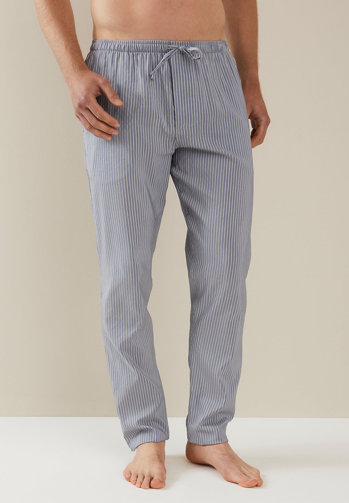 Cotton/Silk Stripes | Pants Long - blue stripes