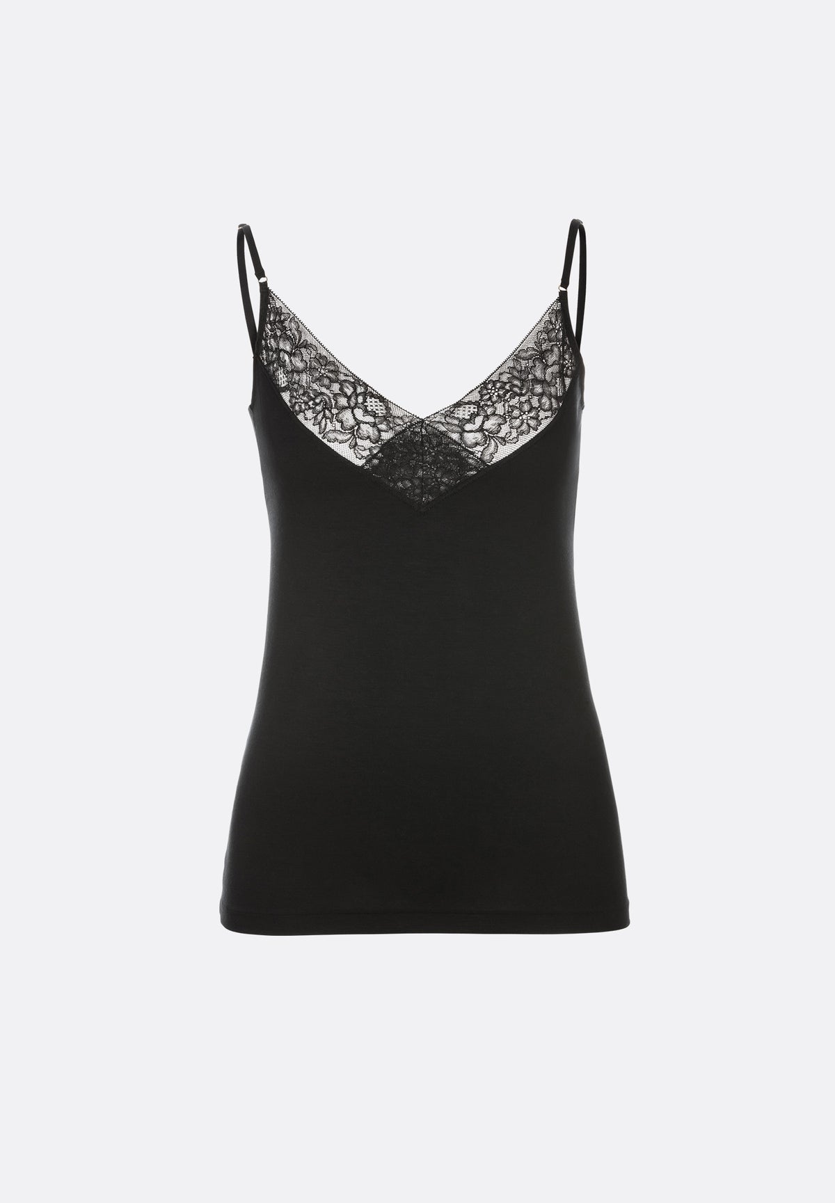 Pureness with Lace | Caraco fines bretelles - black